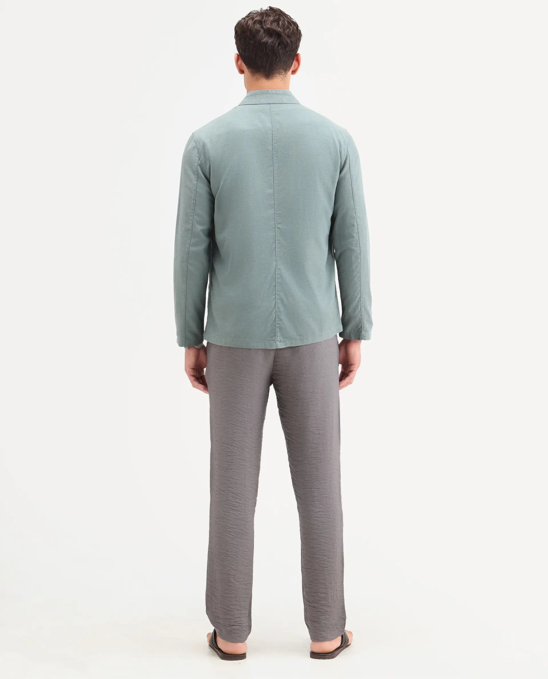 Rare Rabbit Men's Veon-T Dusky Grey Viscose Blend Fabric Regular Fit Plain Trouser
