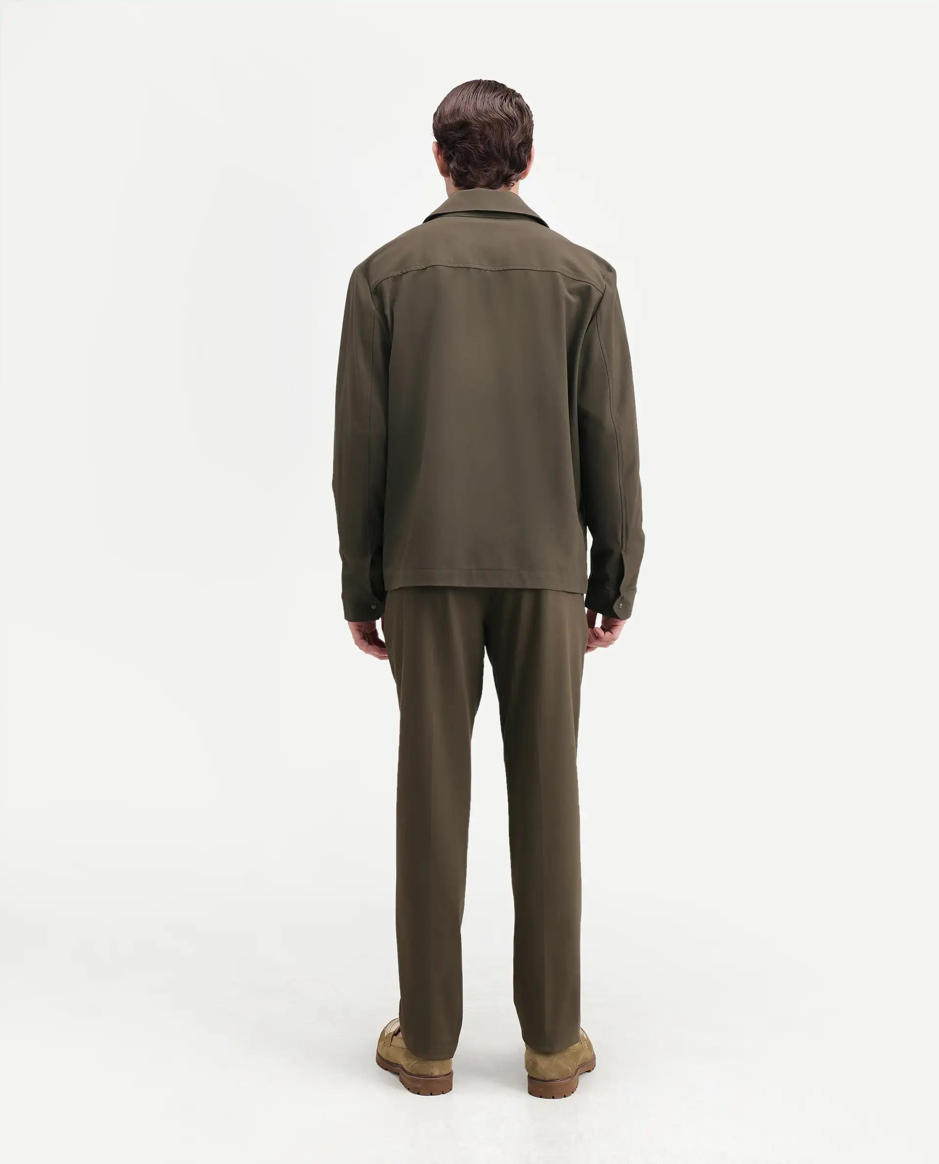Rare Rabbit Men's Arcade-Ss26 Olive Polyester Blend Fabric Regular Fit Plain Trouser