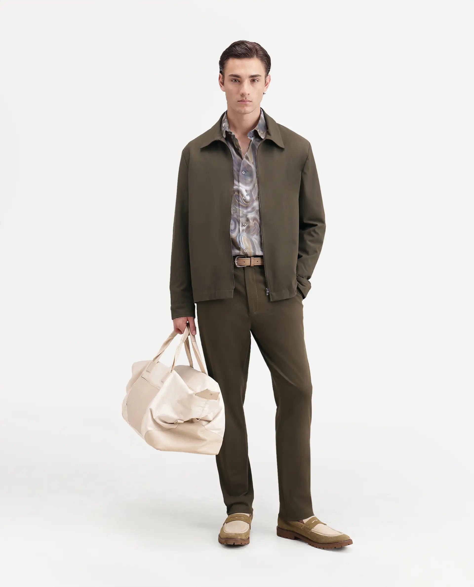 Rare Rabbit Men's Arcade-Ss26 Olive Polyester Blend Fabric Regular Fit Plain Trouser