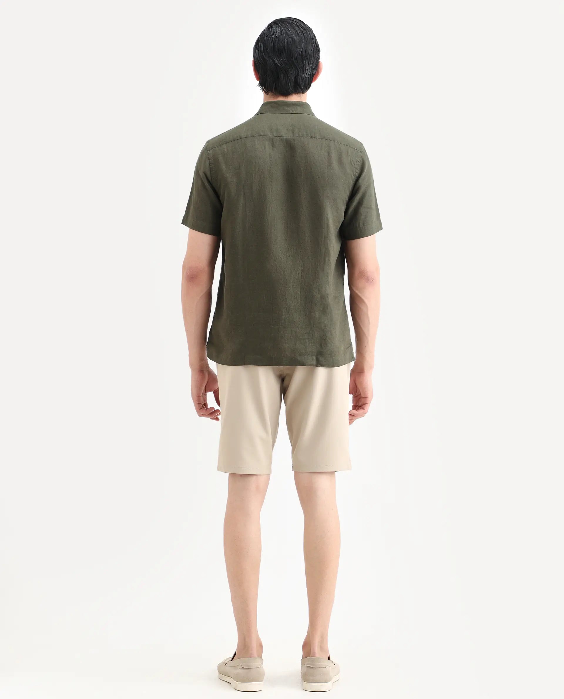 Rare Rabbit Men's Drivo-Ss26 Light Khaki Polyester Blend Fabric Regular Fit Plain Shorts
