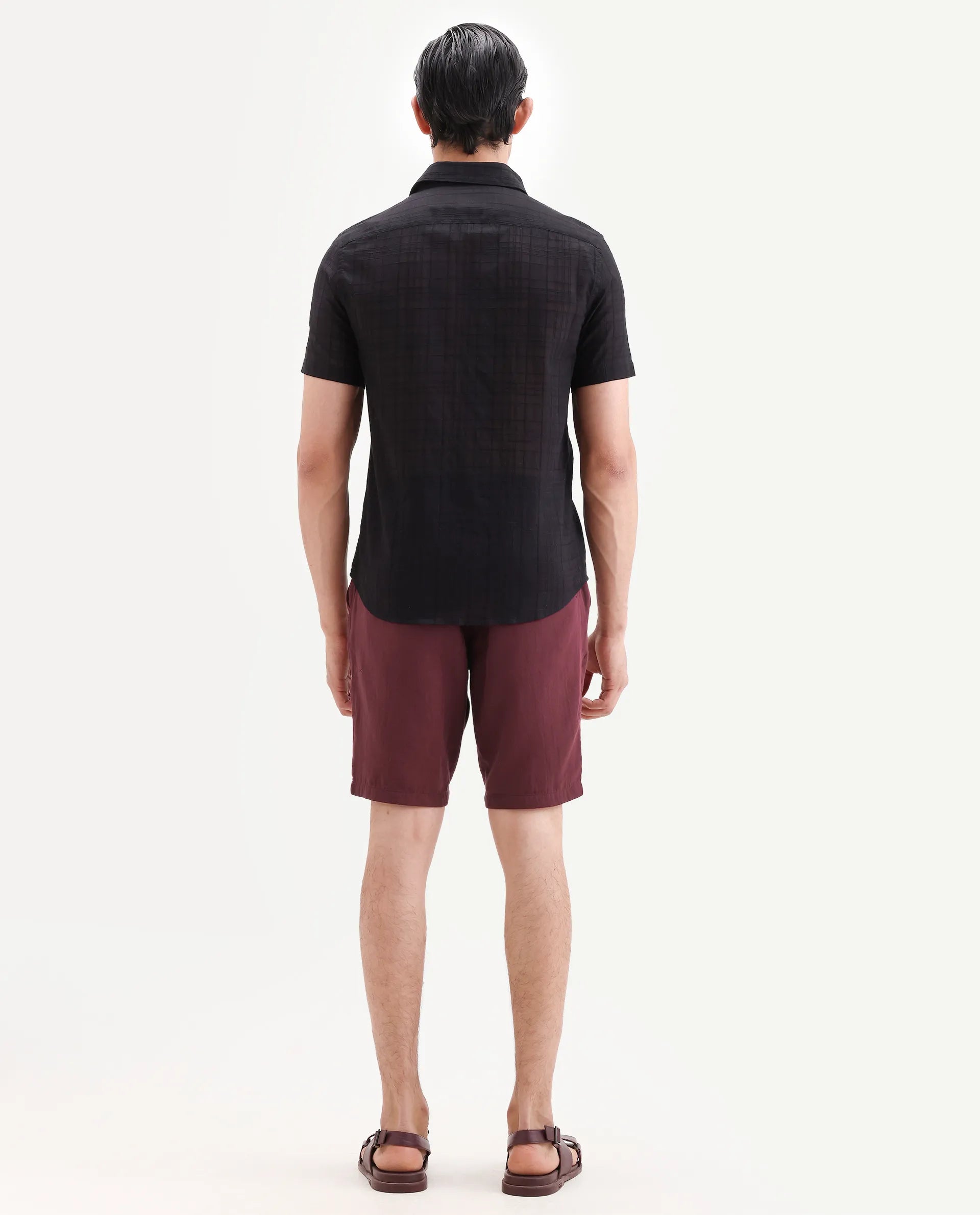 Rare Rabbit Men's Pinto-Ss26 Maroon Cotton Fabric Drawstring Relaxed Fit Plain Shorts