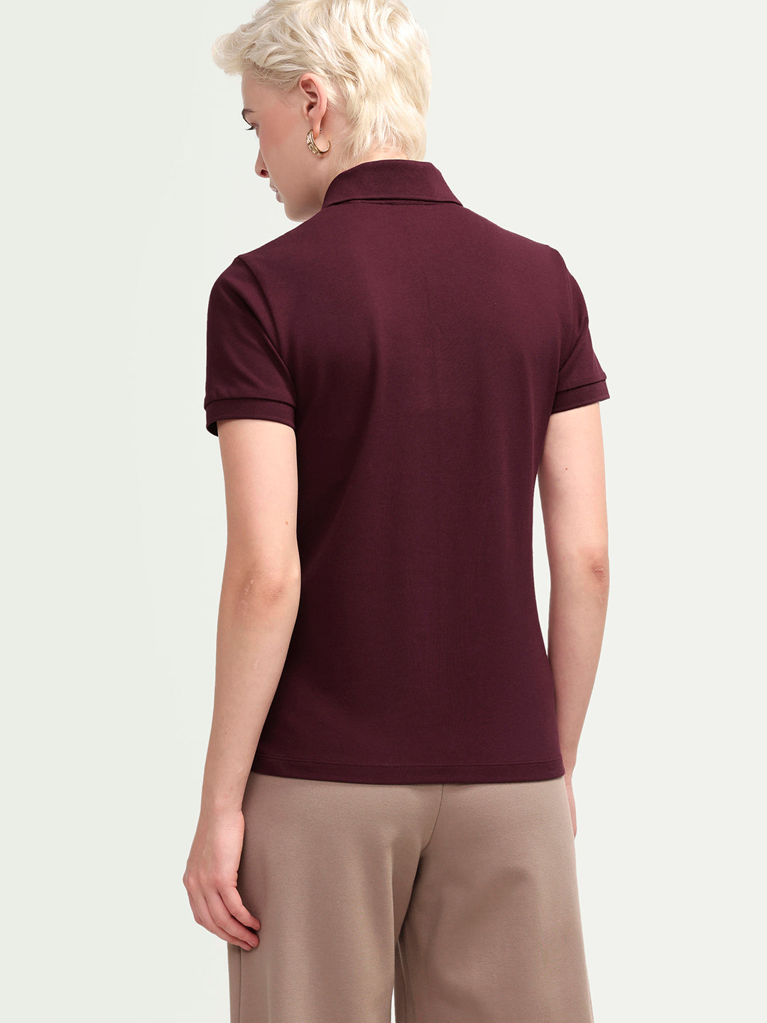 Rareism Women's Zana Dark Maroon Cotton Blend Half Sleeve Regular Fit Plain Polo