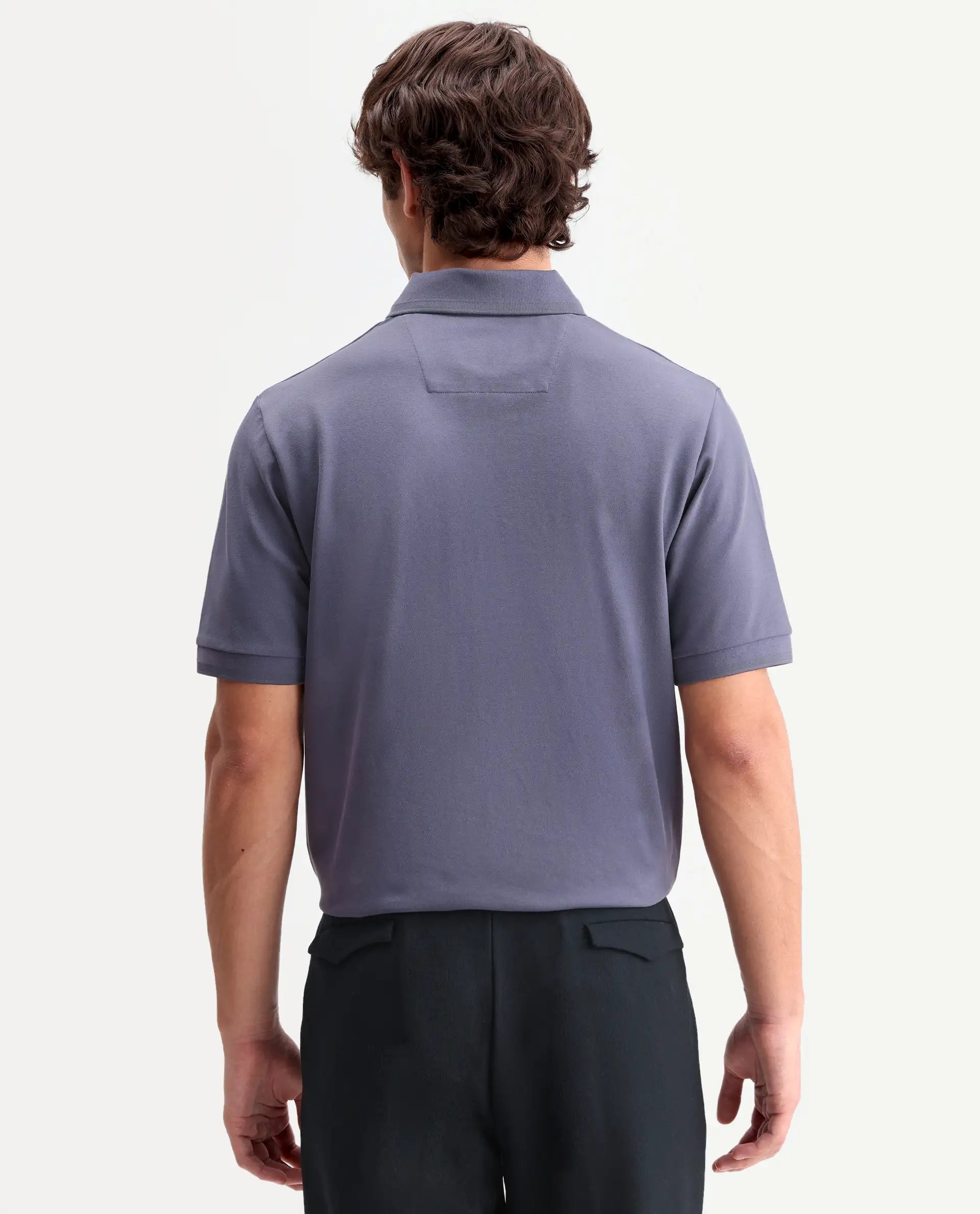 Rare Rabbit Men's Clak Dark Purple Cotton Blend Fabric Half Sleeve Spread Collar Regular Fit Plain Polo