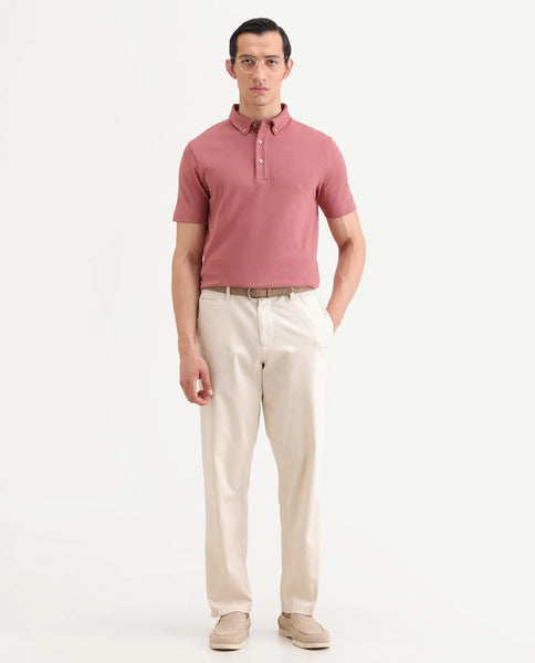 Buy Promp - Dusky Pink Regular Fit Solid Polo| Rare Rabbit