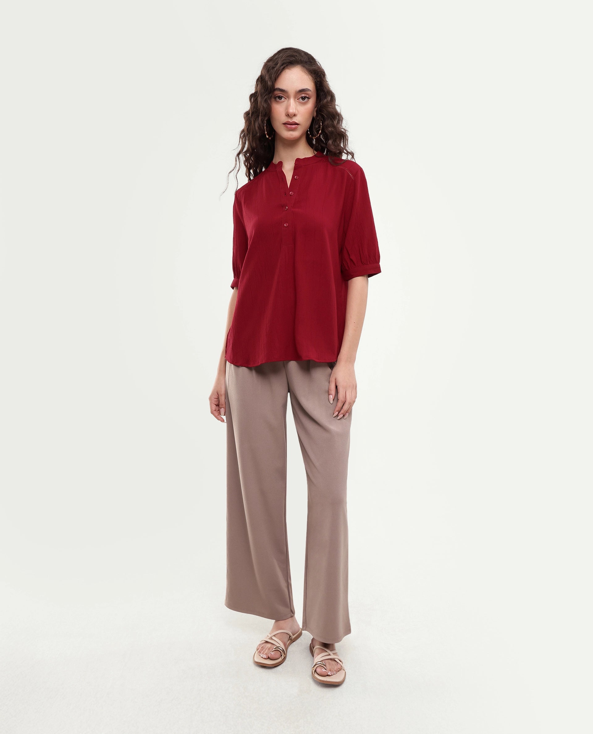Rareism Women's Elane Red Ct Plain Top