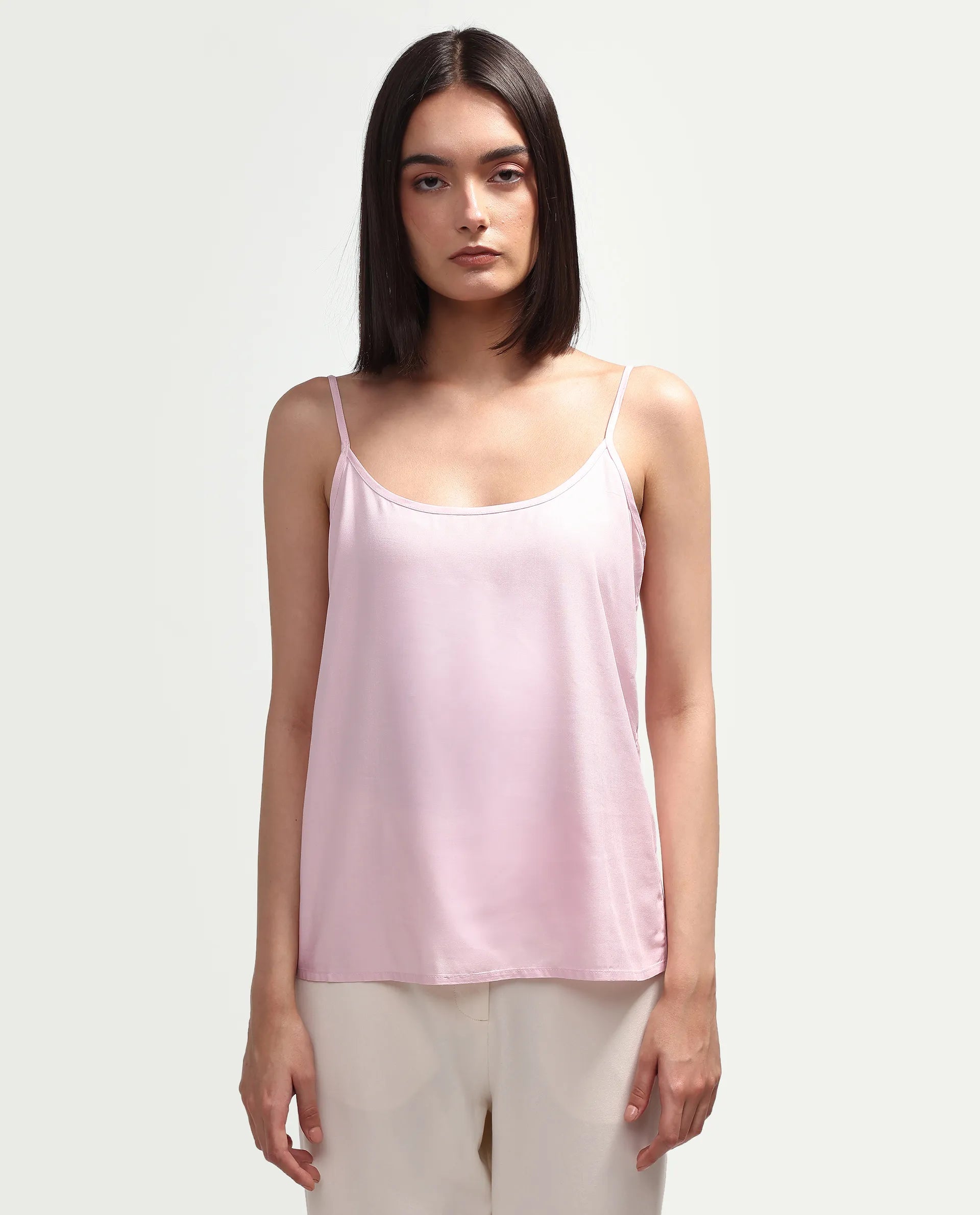 Rareism Women's Minis Light Pink Viscose Full Sleeve Band Collar Regular Top