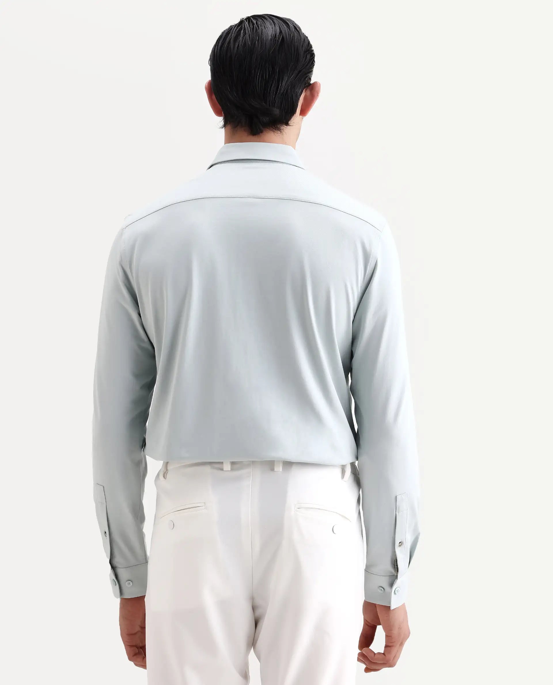 Rare Rabbit Men's Tour-Ss26 Pastel Green Cotton Blend Fabric Full Sleeve Spread Collar Regular Fit Plain Shirt