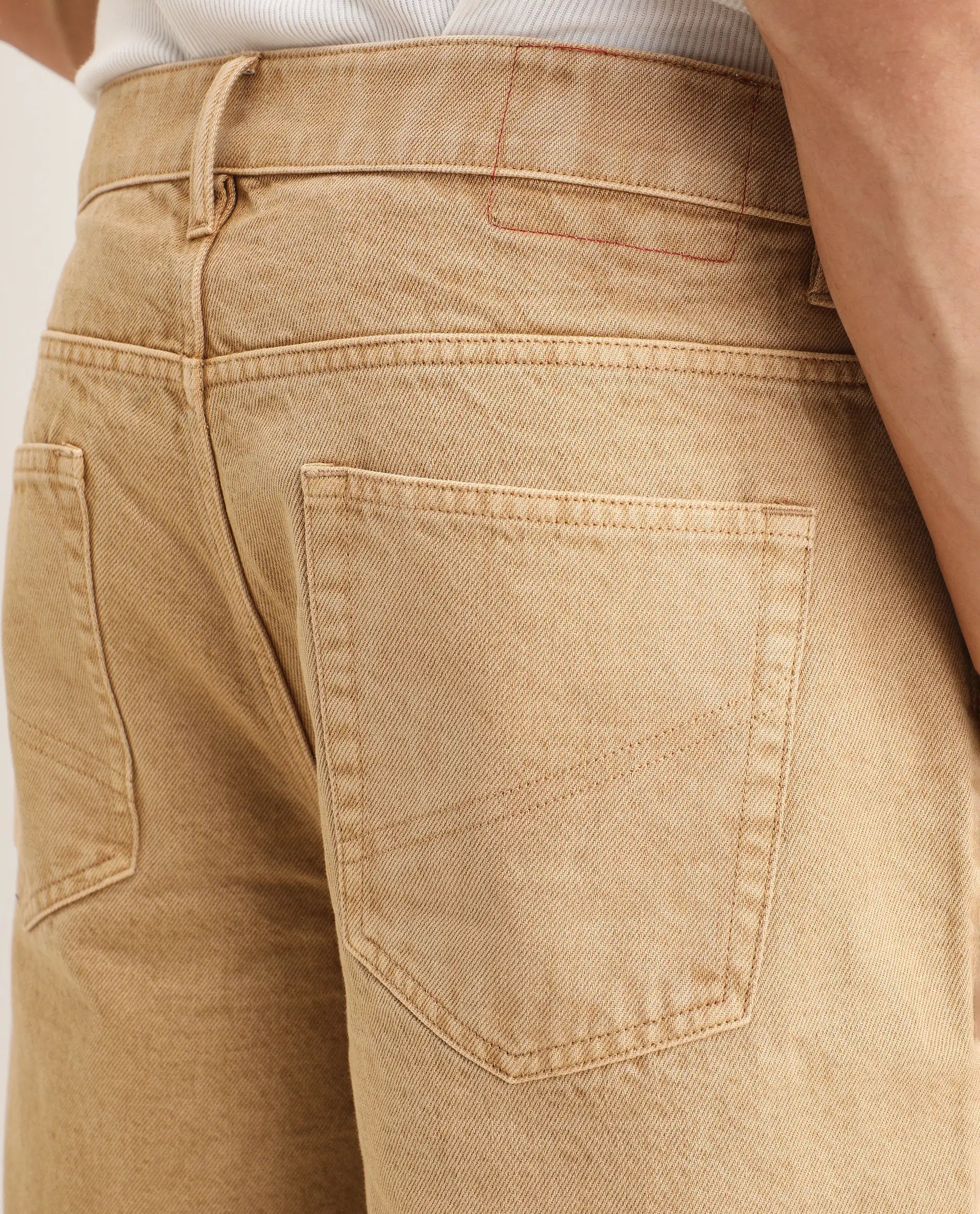 Rare Rabbit Men's Carp Khaki Cotton Fabric Relaxed Fit Plain Shorts