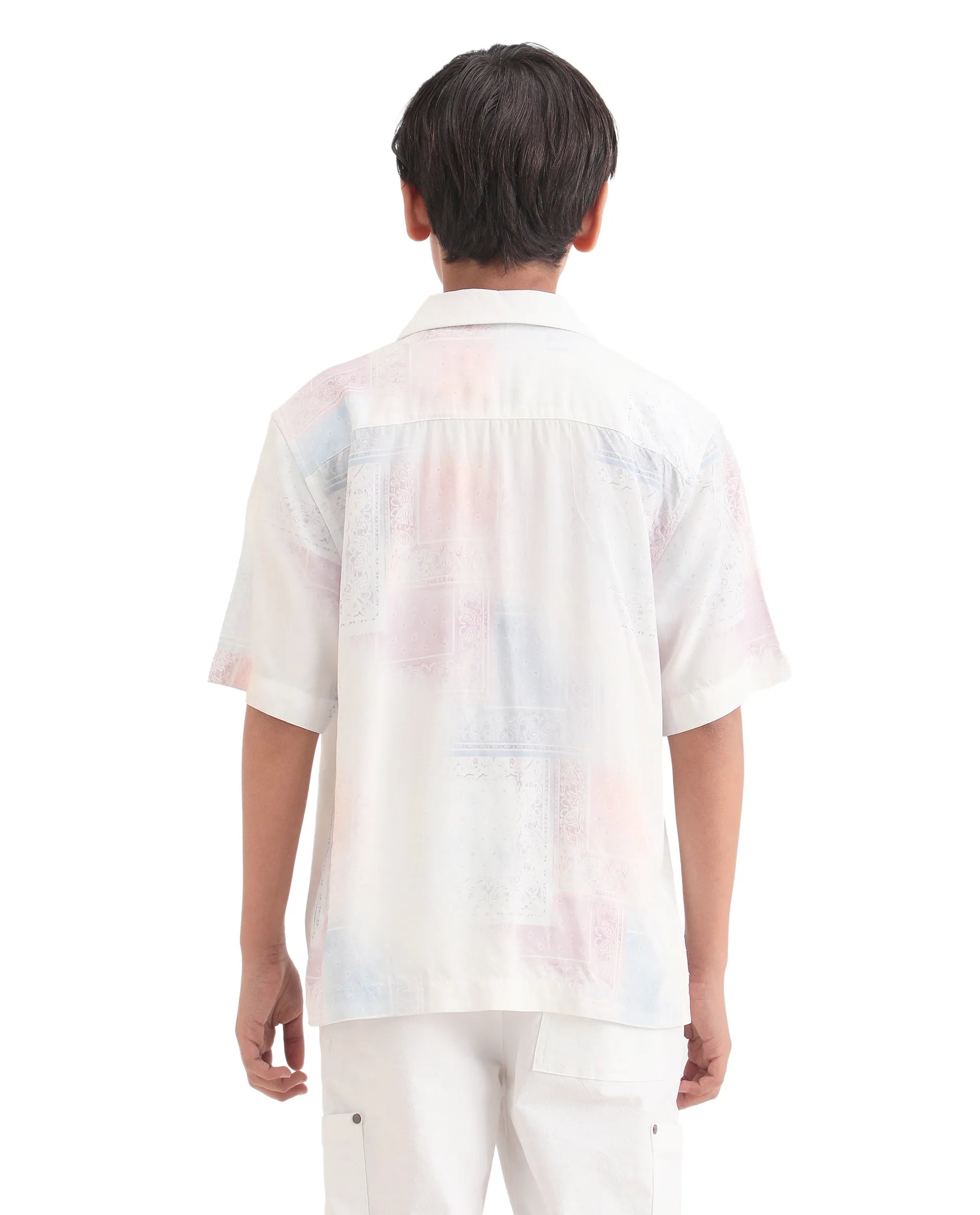 Rare Ones Kids Adrin-S Off White Viscose Button Closure Boxy Fit Shirt