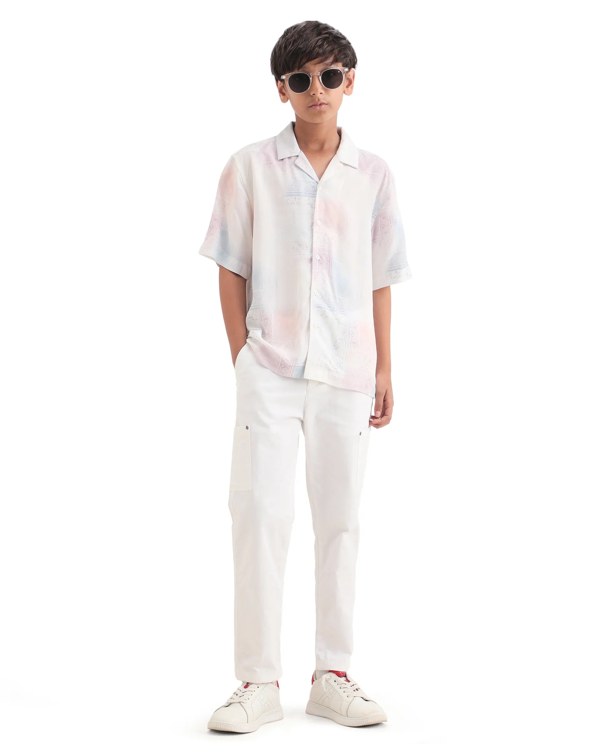 Rare Ones Kids Adrin-S Off White Viscose Button Closure Boxy Fit Shirt