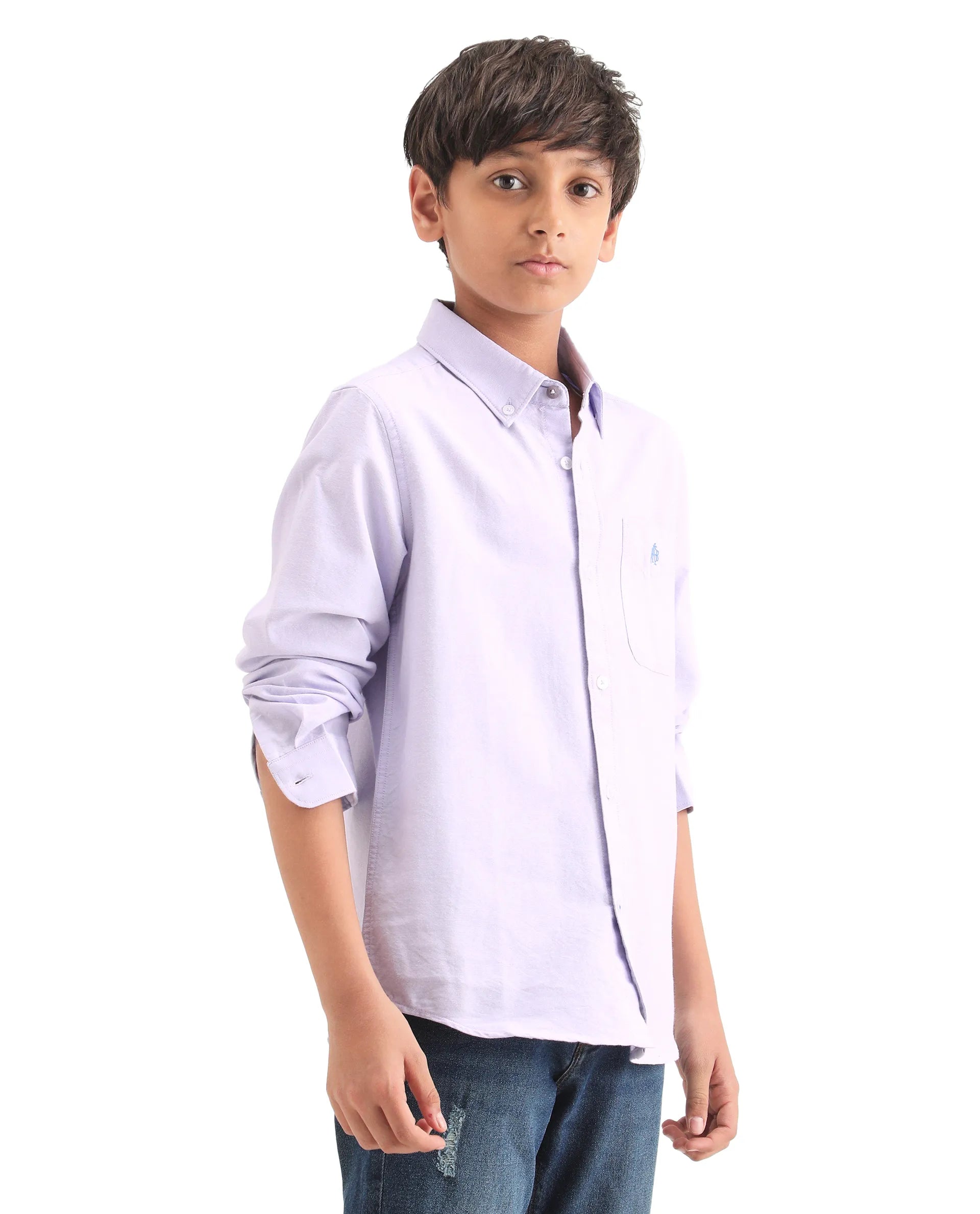 Rare Ones Kids Jac-26 Light Purple Cotton Button Closure Regular Fit Shirt