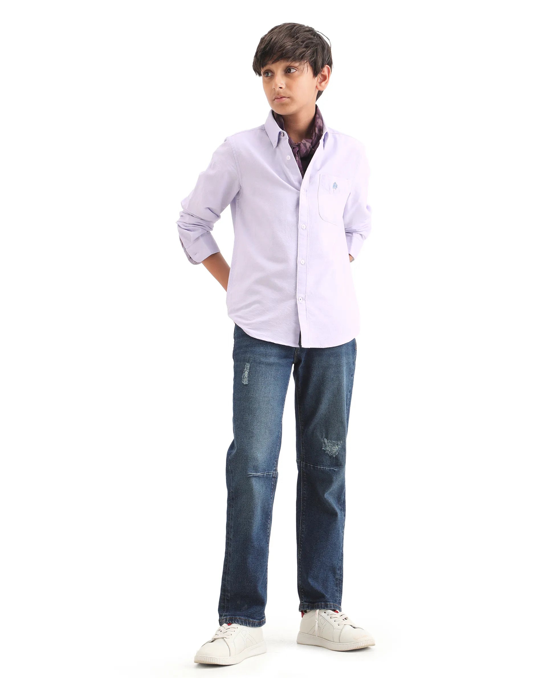 Rare Ones Kids Jac-26 Light Purple Cotton Button Closure Regular Fit Shirt