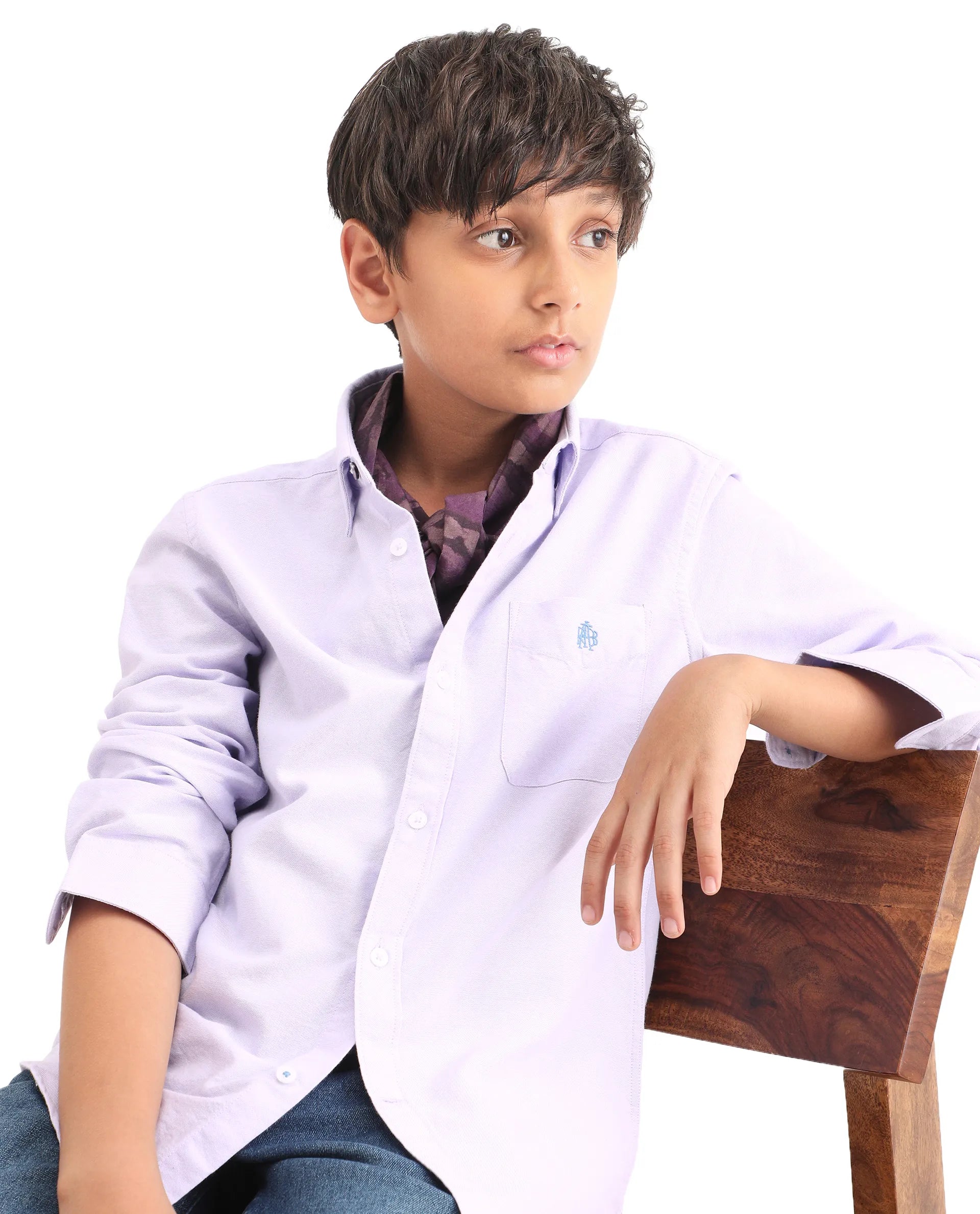 Rare Ones Kids Jac-26 Light Purple Cotton Button Closure Regular Fit Shirt