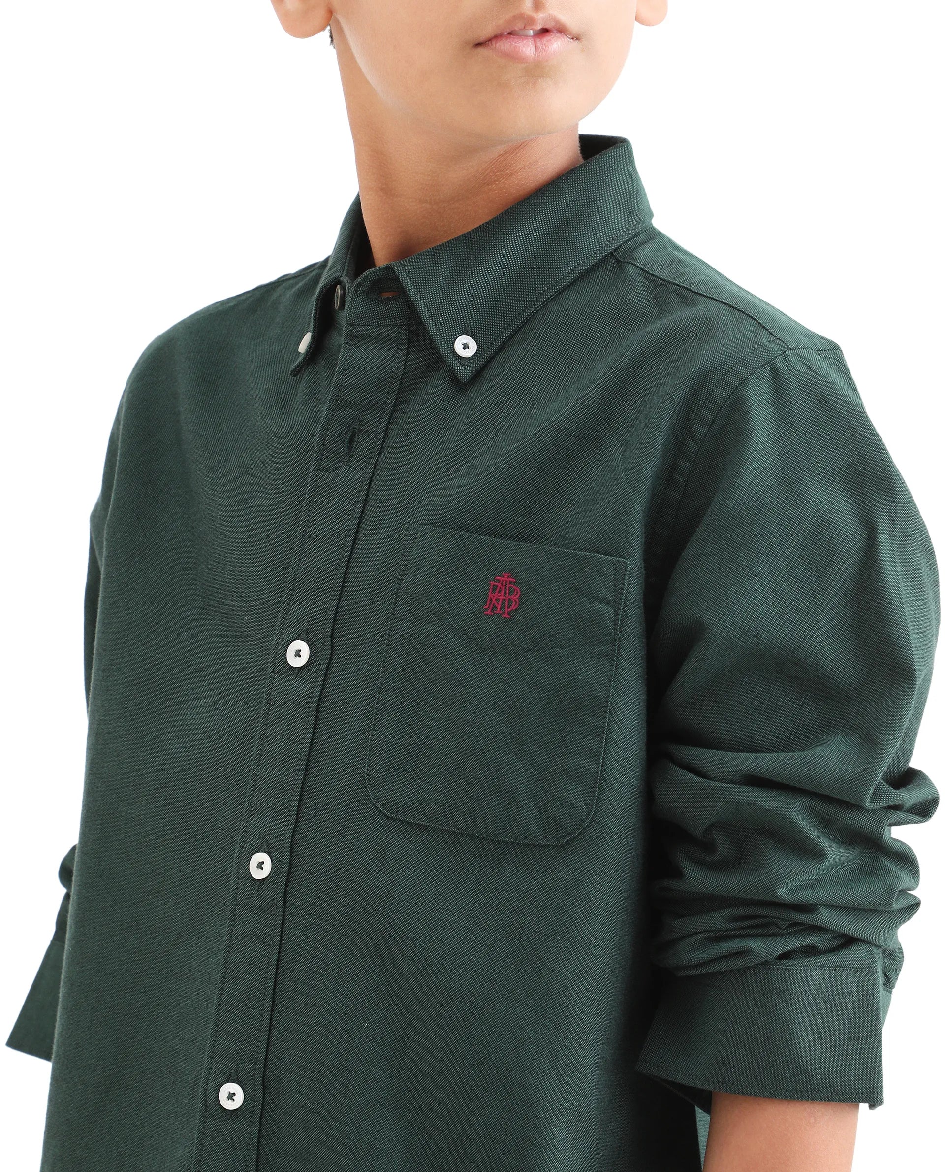 Rare Ones Kids Jac-26 Dark Green Cotton Button Closure Regular Fit Shirt