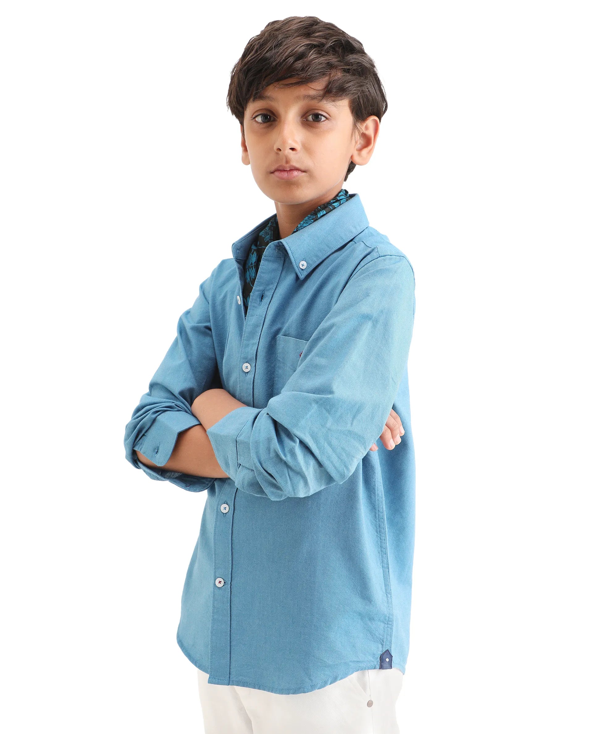 Rare Ones Kids Jac-26 Blue Cotton Button Closure Regular Fit Shirt