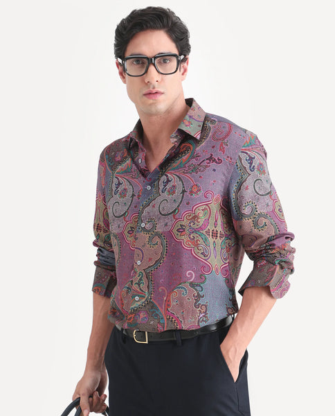 Buy Timo - Multi Paisley Print Viscose Shirt| Rare Rabbit