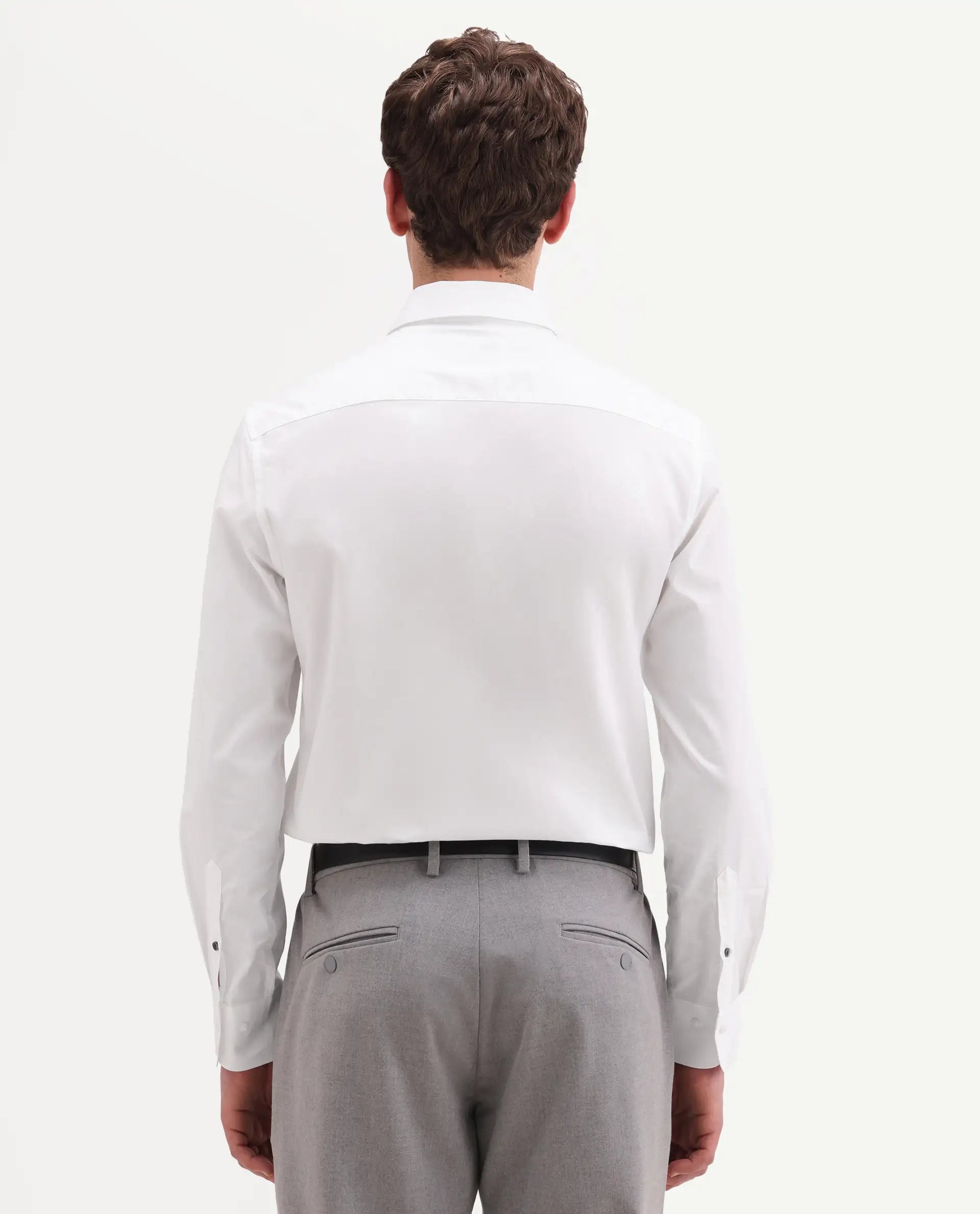 Rare Rabbit Men's Trev White Cotton Fabric Full Sleeve Spread Collar Regular Striped Shirt