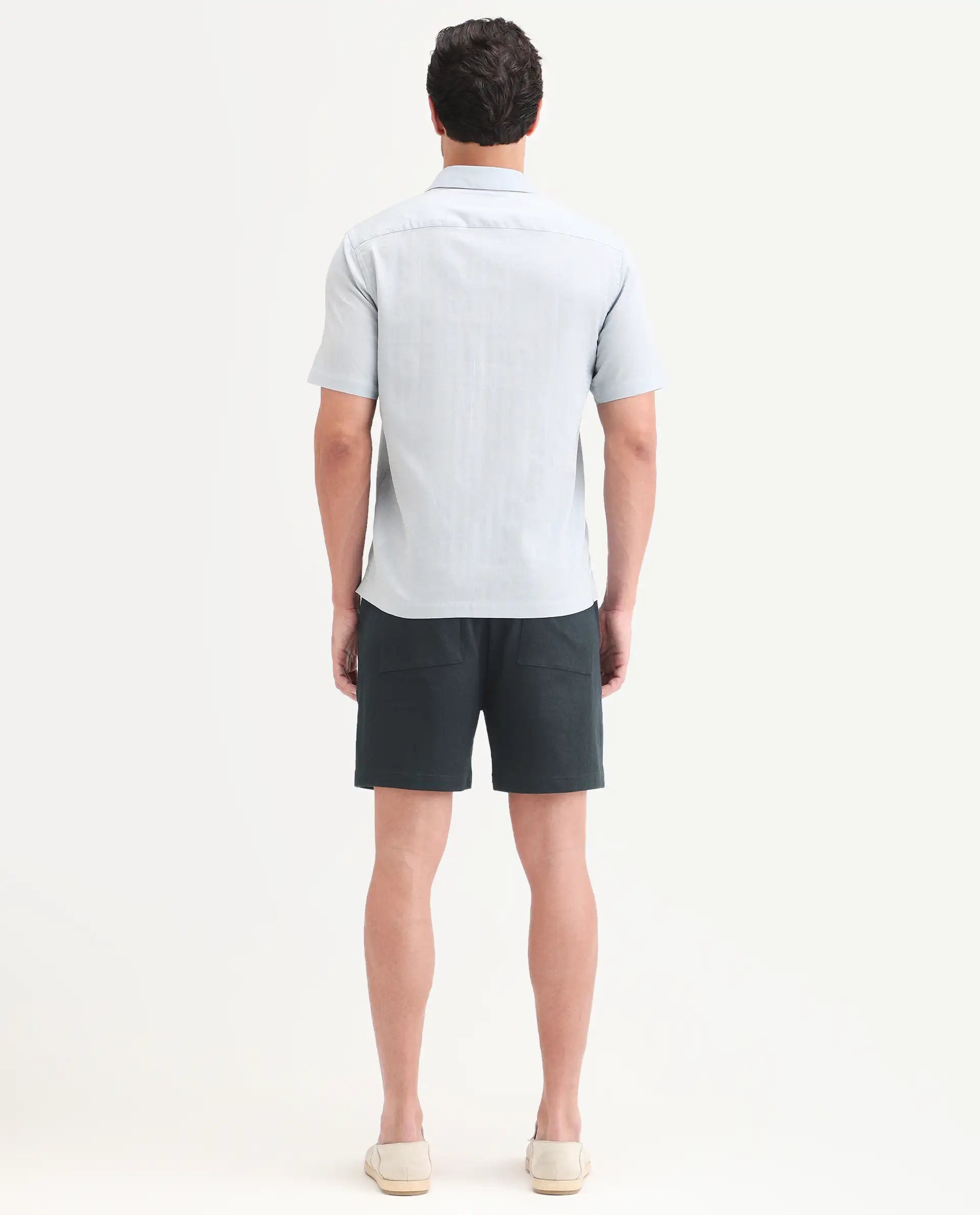 Rare Rabbit Men's Kelos-Sh26 Dark Teal Cotton Blend Fabric Regular Fit Plain Shorts