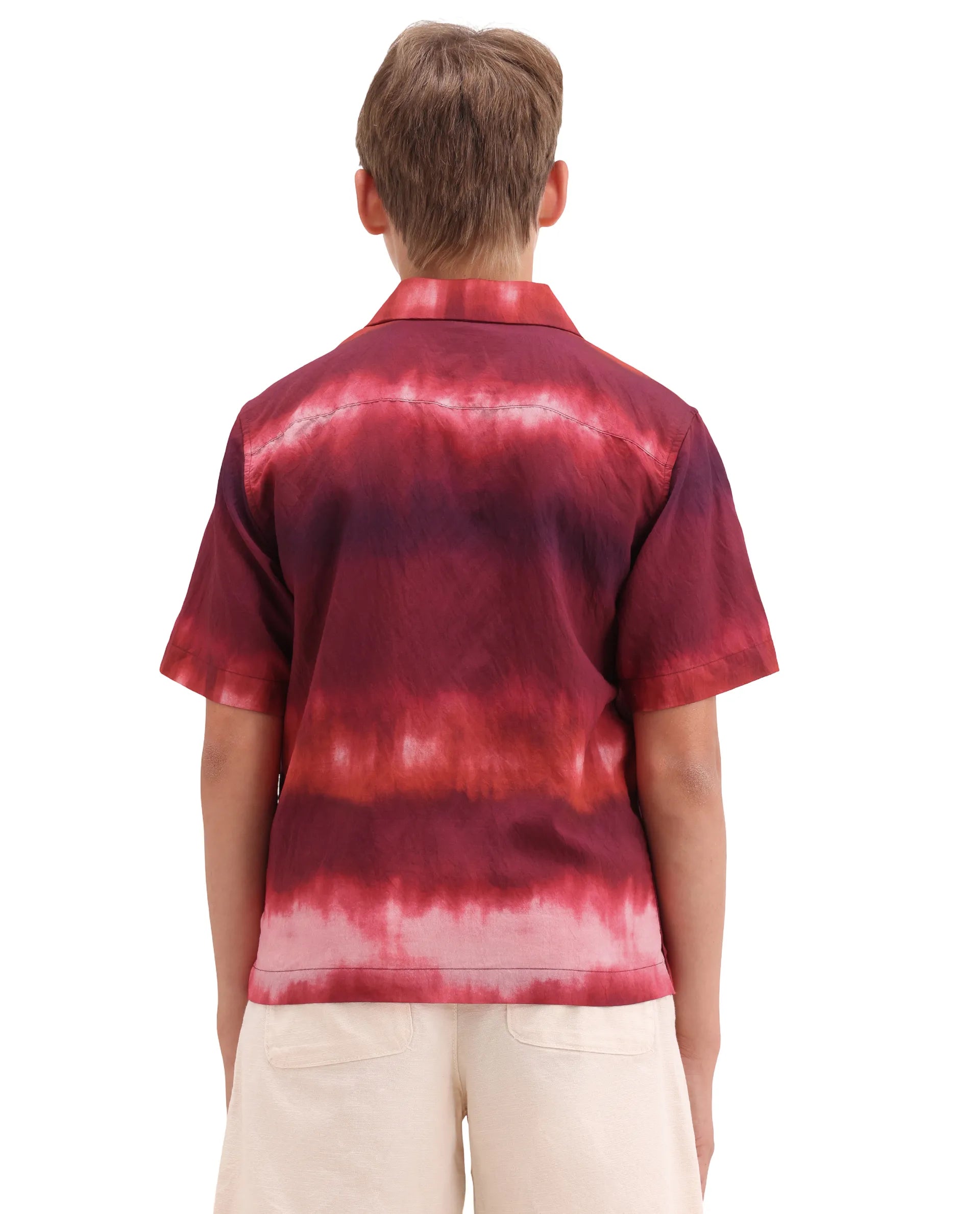 Rare Ones Kids Polar Red Viscose Blend Button Closure Boxy Fit Shirt
