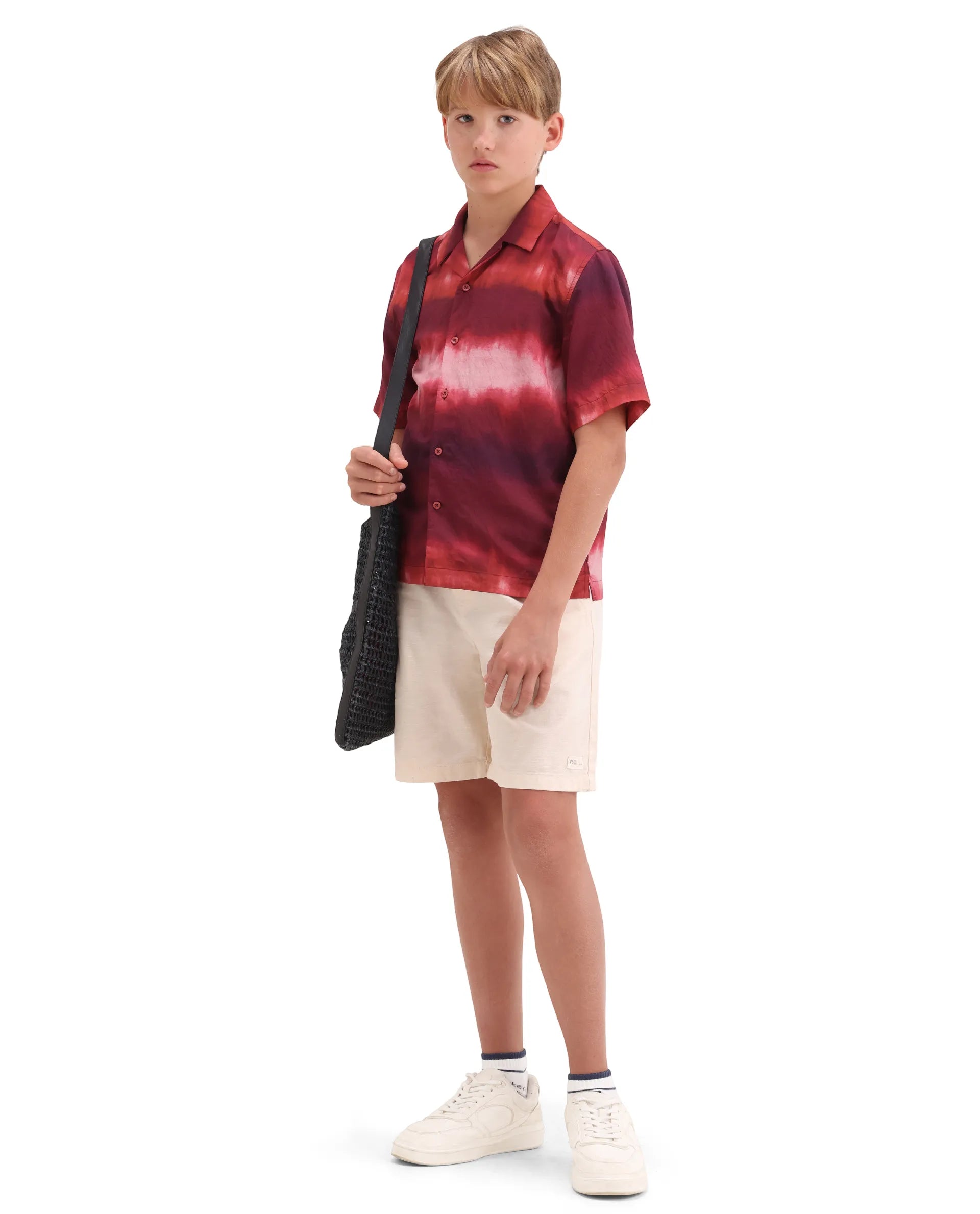 Rare Ones Kids Polar Red Viscose Blend Button Closure Boxy Fit Shirt