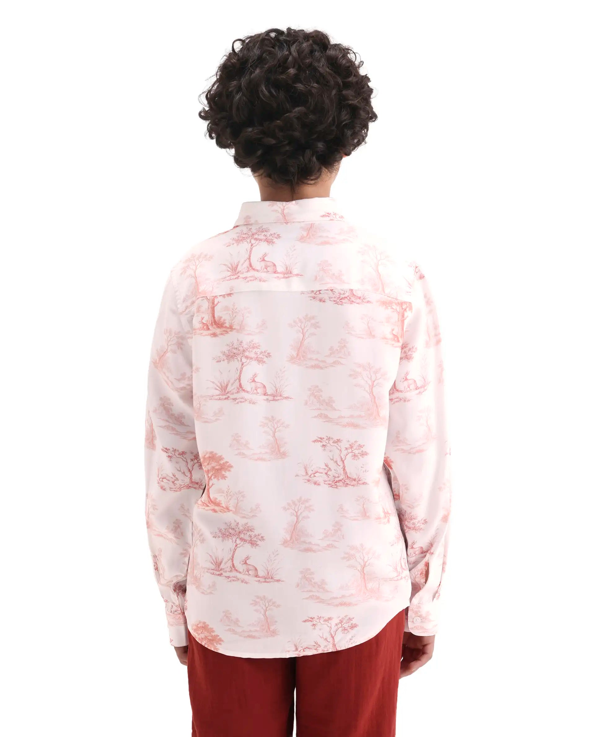 Rare Ones Kids Toile-S Rust Viscose Button Closure Regular Fit Shirt