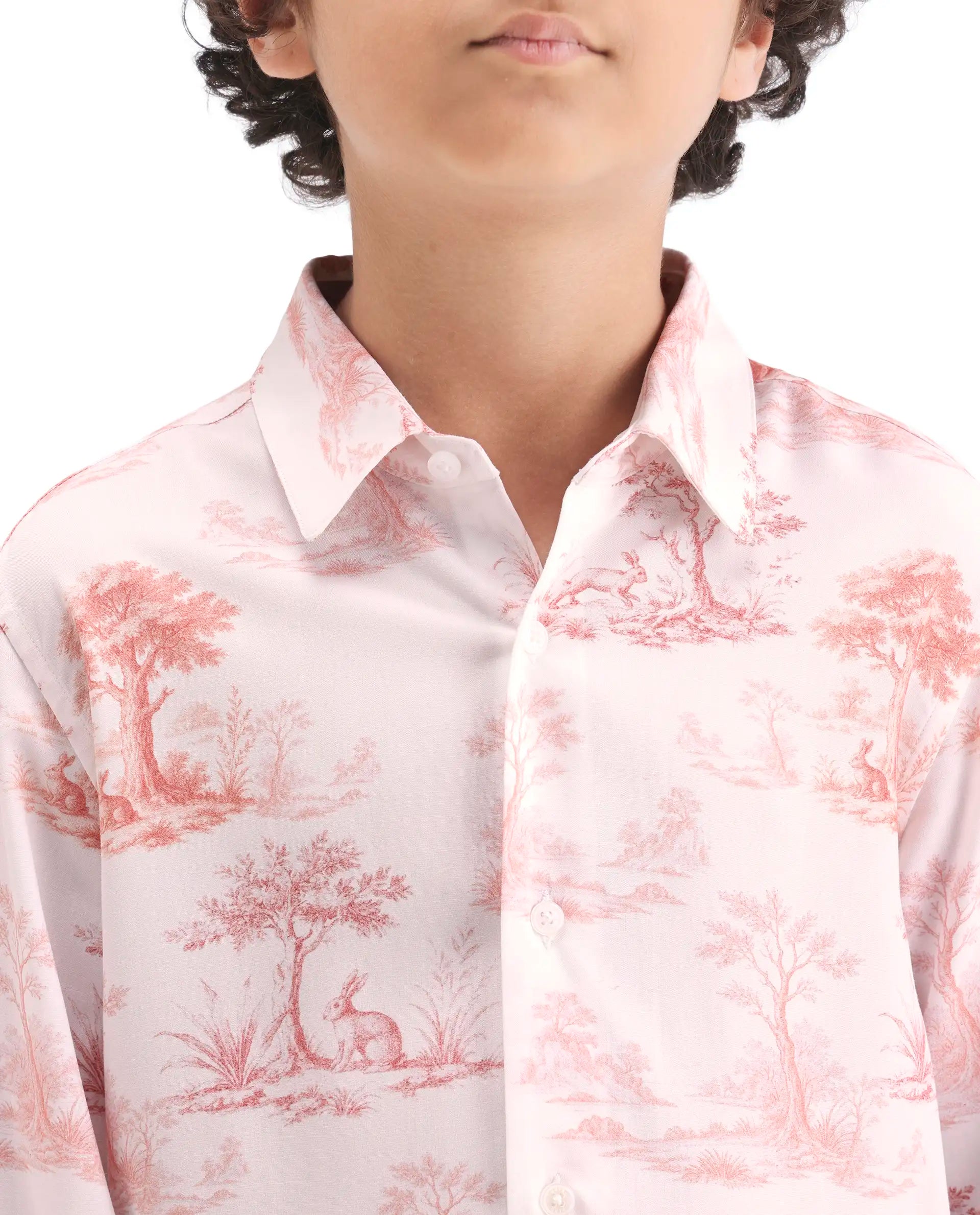 Rare Ones Kids Toile-S Rust Viscose Button Closure Regular Fit Shirt