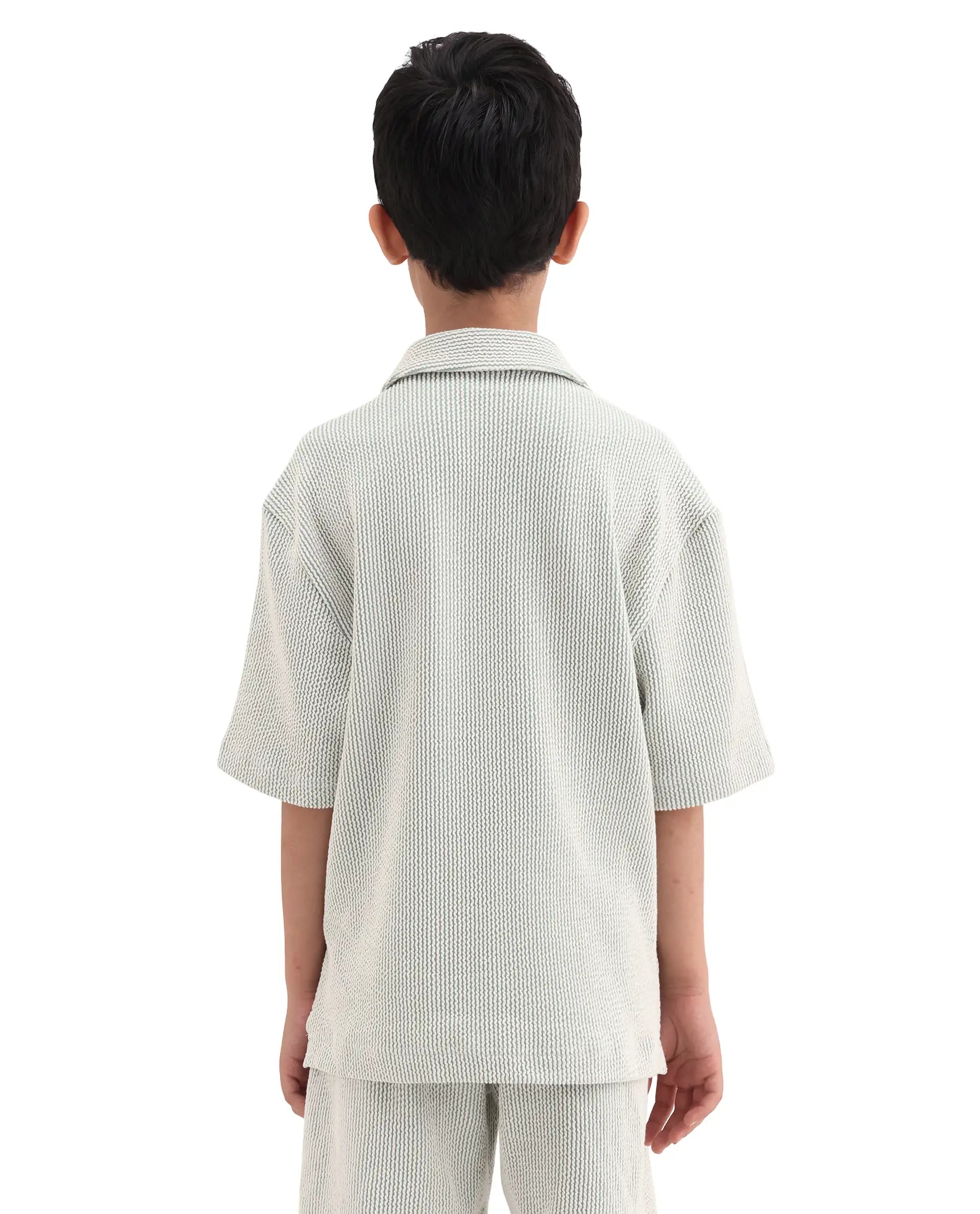 Rare Ones Kids John26-S Green Cotton Blend Button Closure Regular Fit Shirt