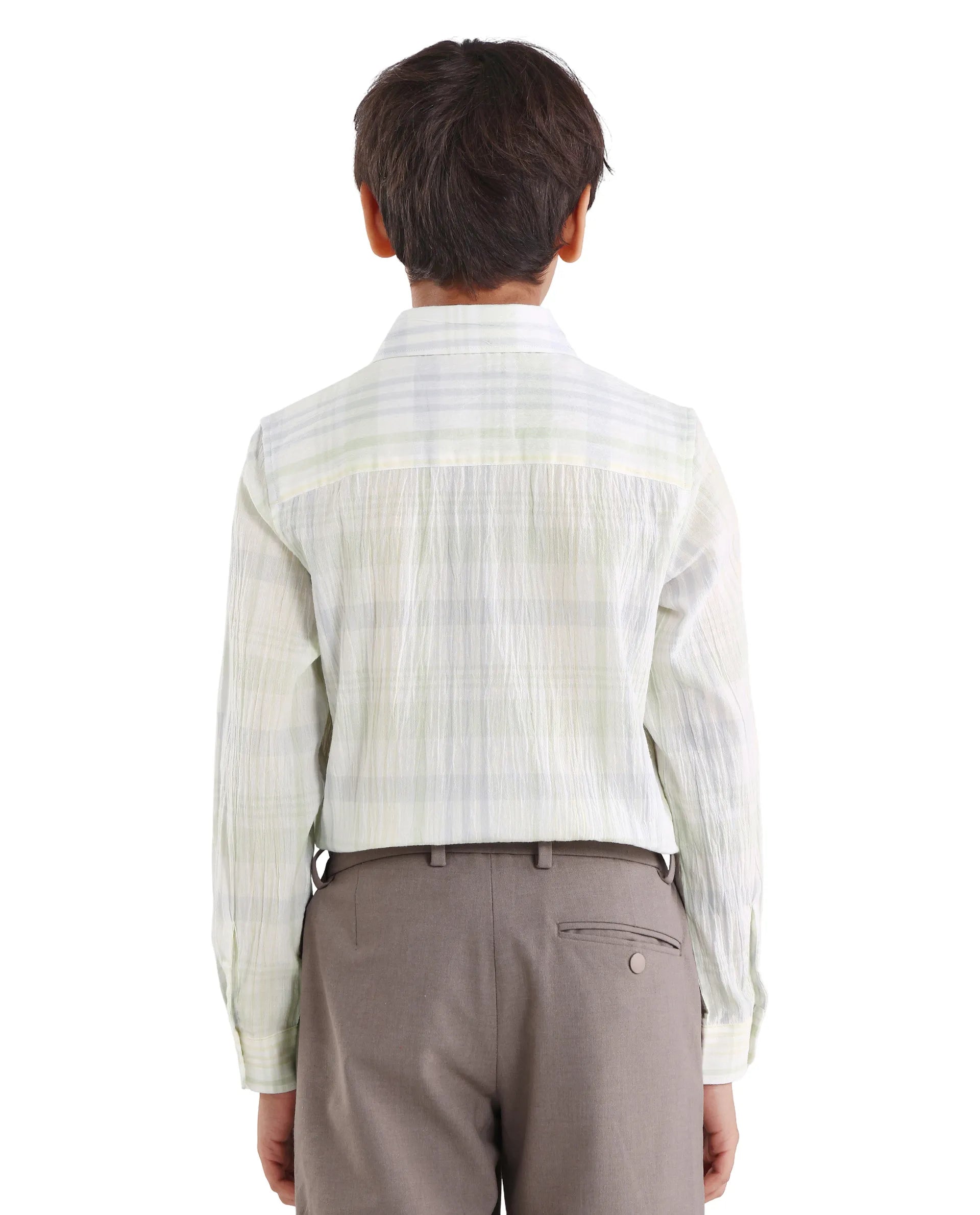 Rare Ones Kids Pinge-26K Pastel Green Cotton Blend Button Closure Regular Fit Shirt