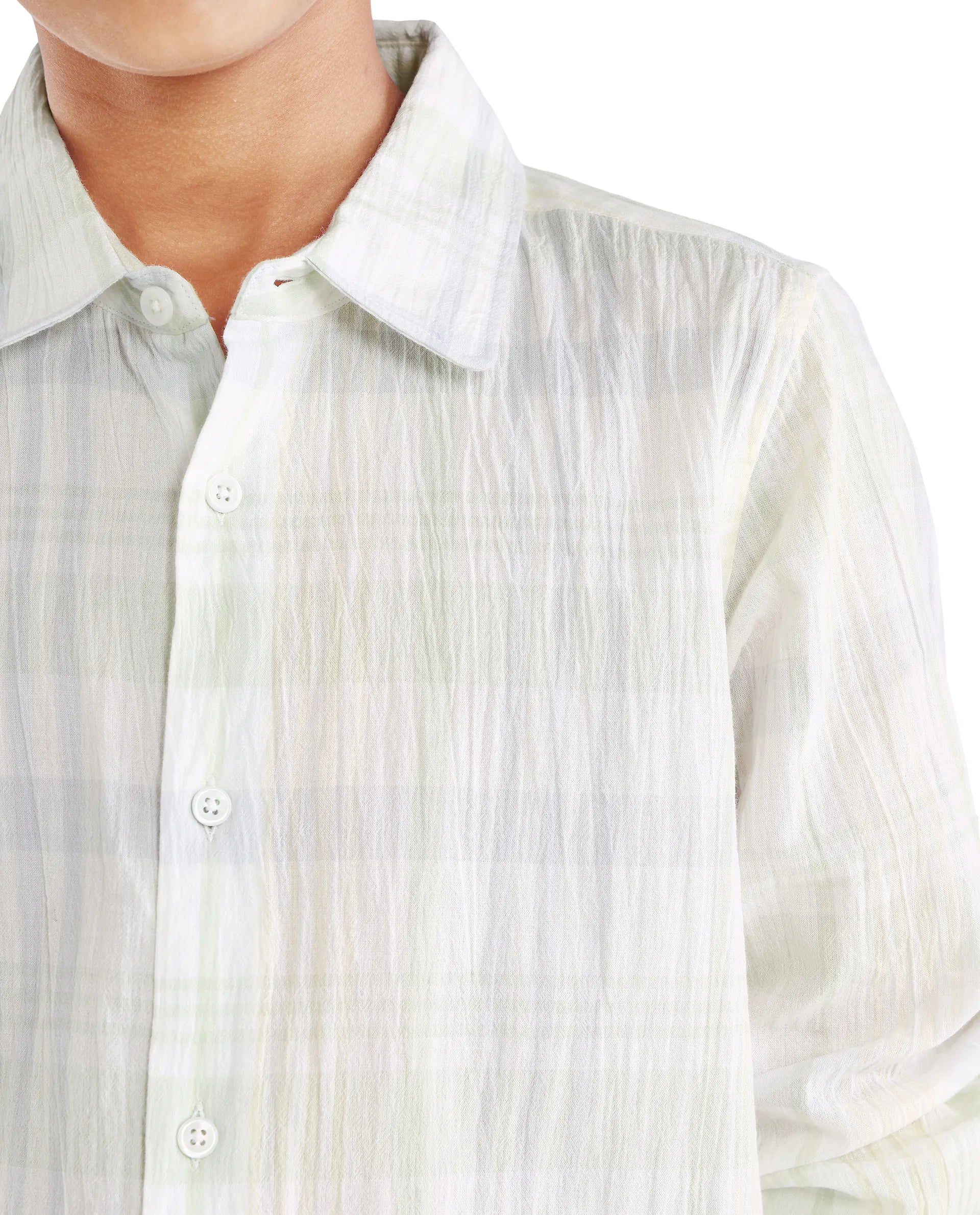 Rare Ones Kids Pinge-26K Pastel Green Cotton Blend Button Closure Regular Fit Shirt