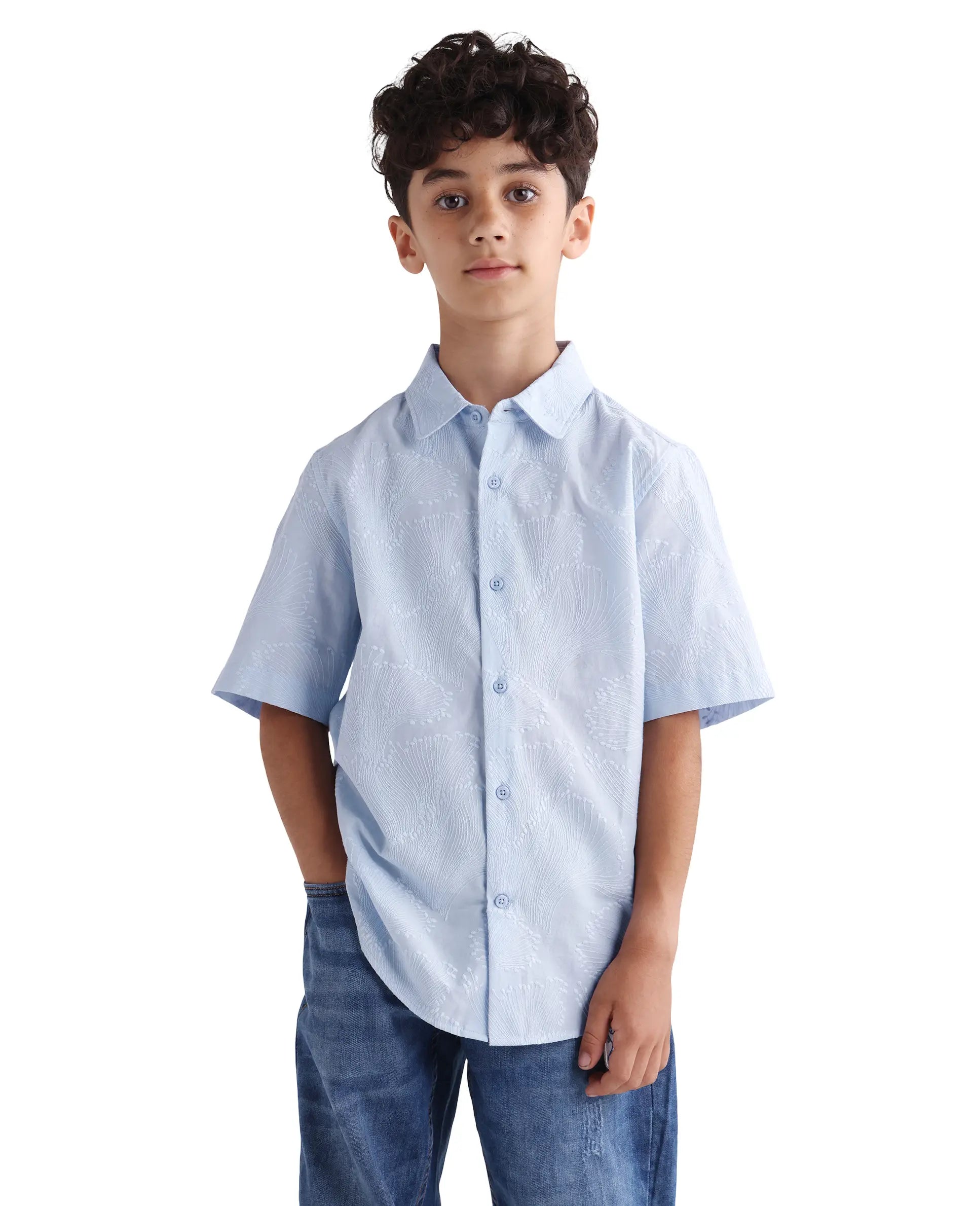 Rare Ones Kids Jaff-K Light Purple Cotton Button Closure Regular Fit Shirt
