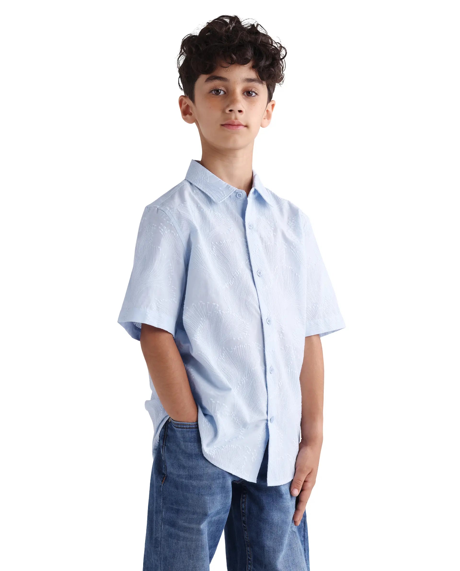 Rare Ones Kids Jaff-K Light Purple Cotton Button Closure Regular Fit Shirt