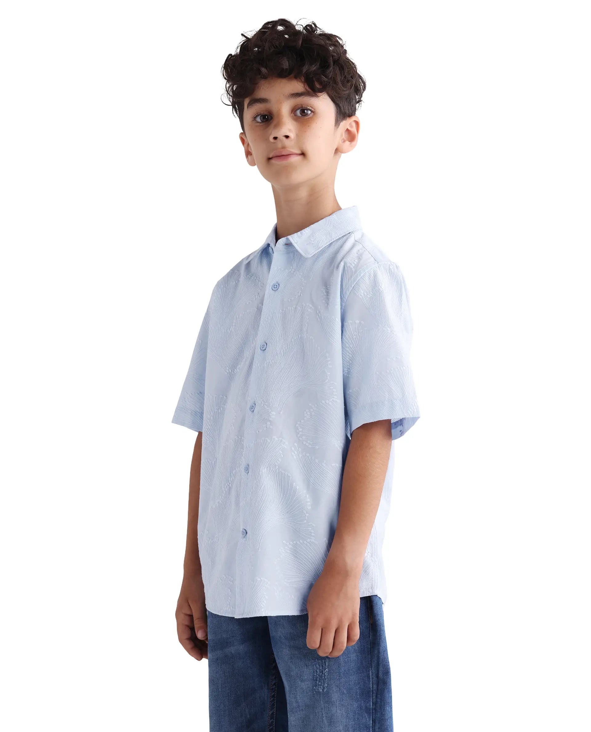 Rare Ones Kids Jaff-K Light Purple Cotton Button Closure Regular Fit Shirt