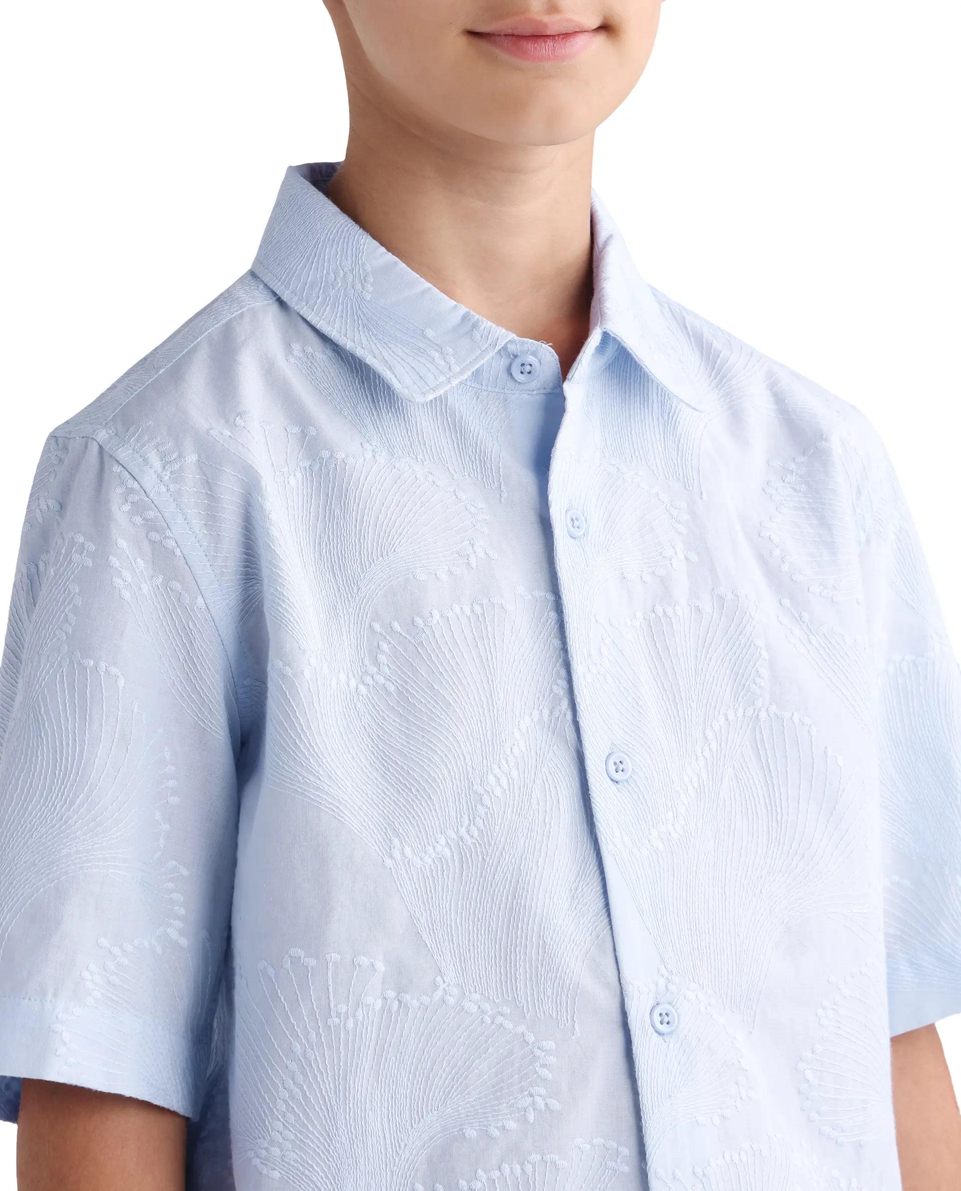 Rare Ones Kids Jaff-K Light Purple Cotton Button Closure Regular Fit Shirt
