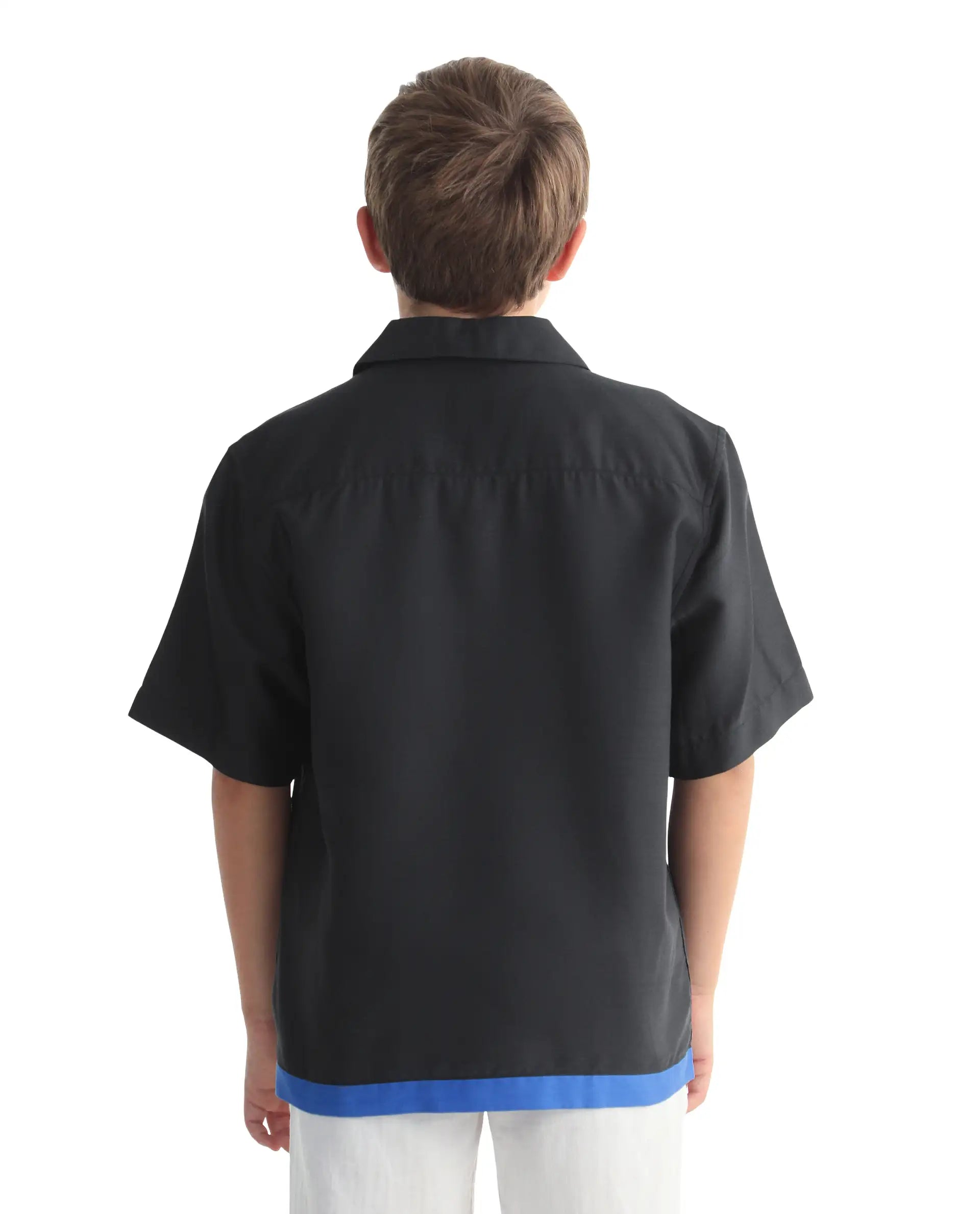 Rare Ones Kids Argo Black Cotton Blend Fabric Button Closure Boxy Fit Shirt