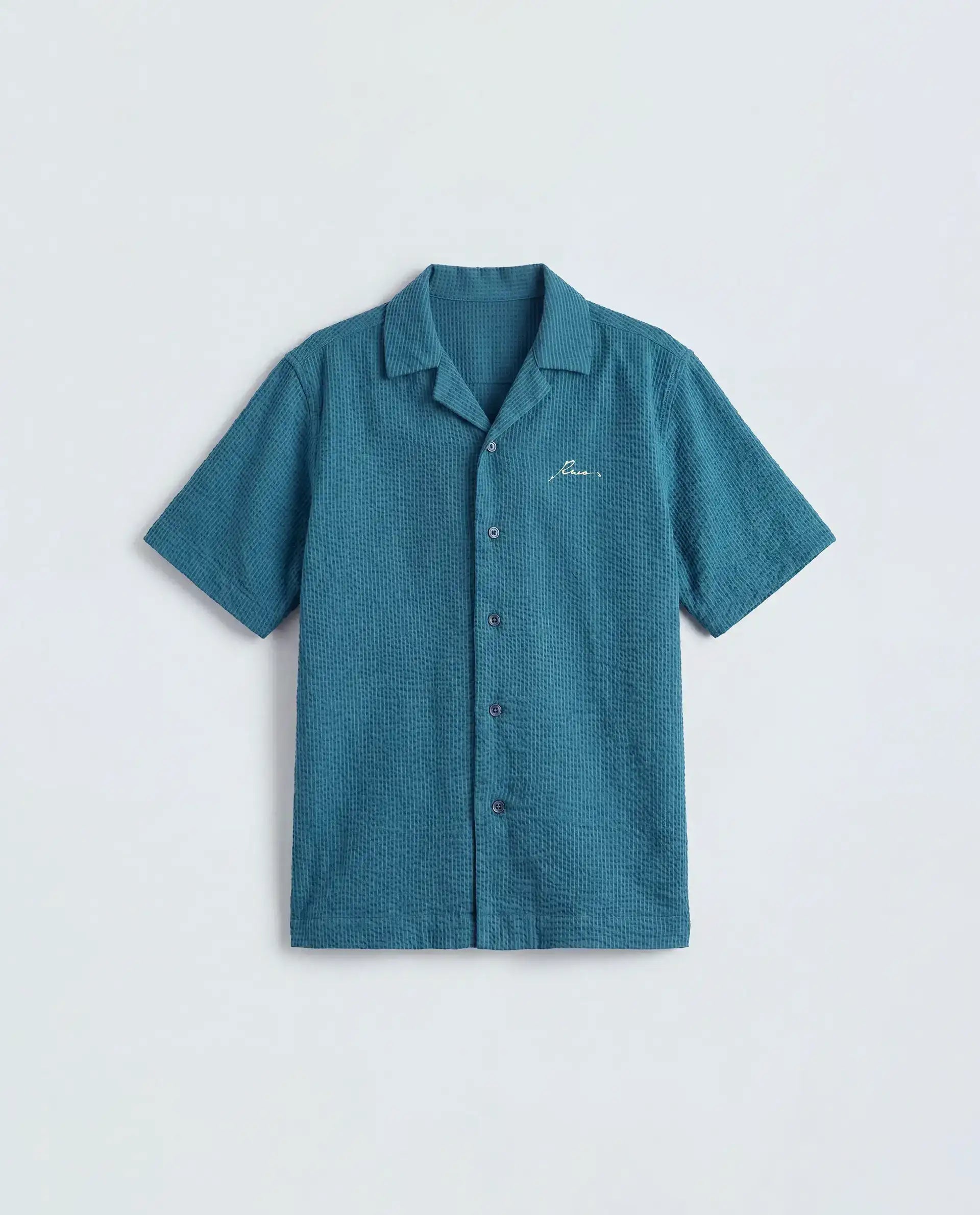 Rare Ones Kids Tesso-S Dark Turq Cotton Fabric Button Closure Regular Fit Shirt