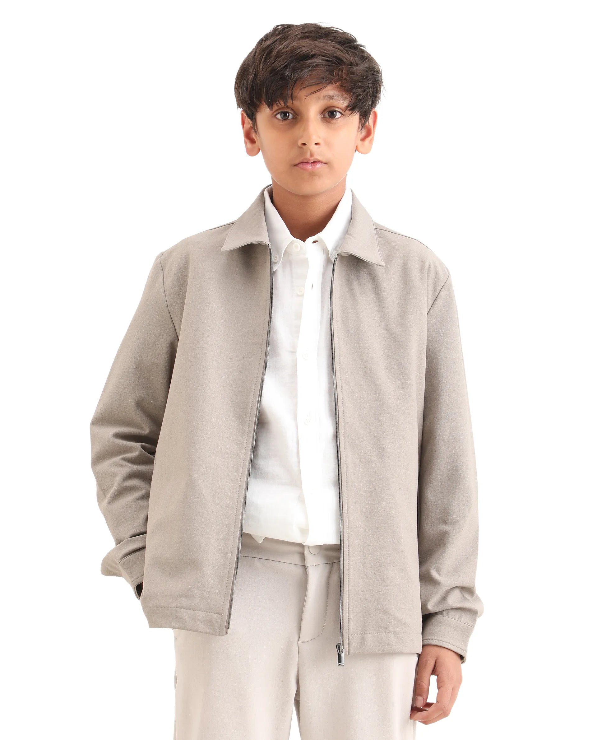 Rare Ones Kids Juan-K 26 Beige Polyester Blend Zipper Closure Regular Fit Shacket