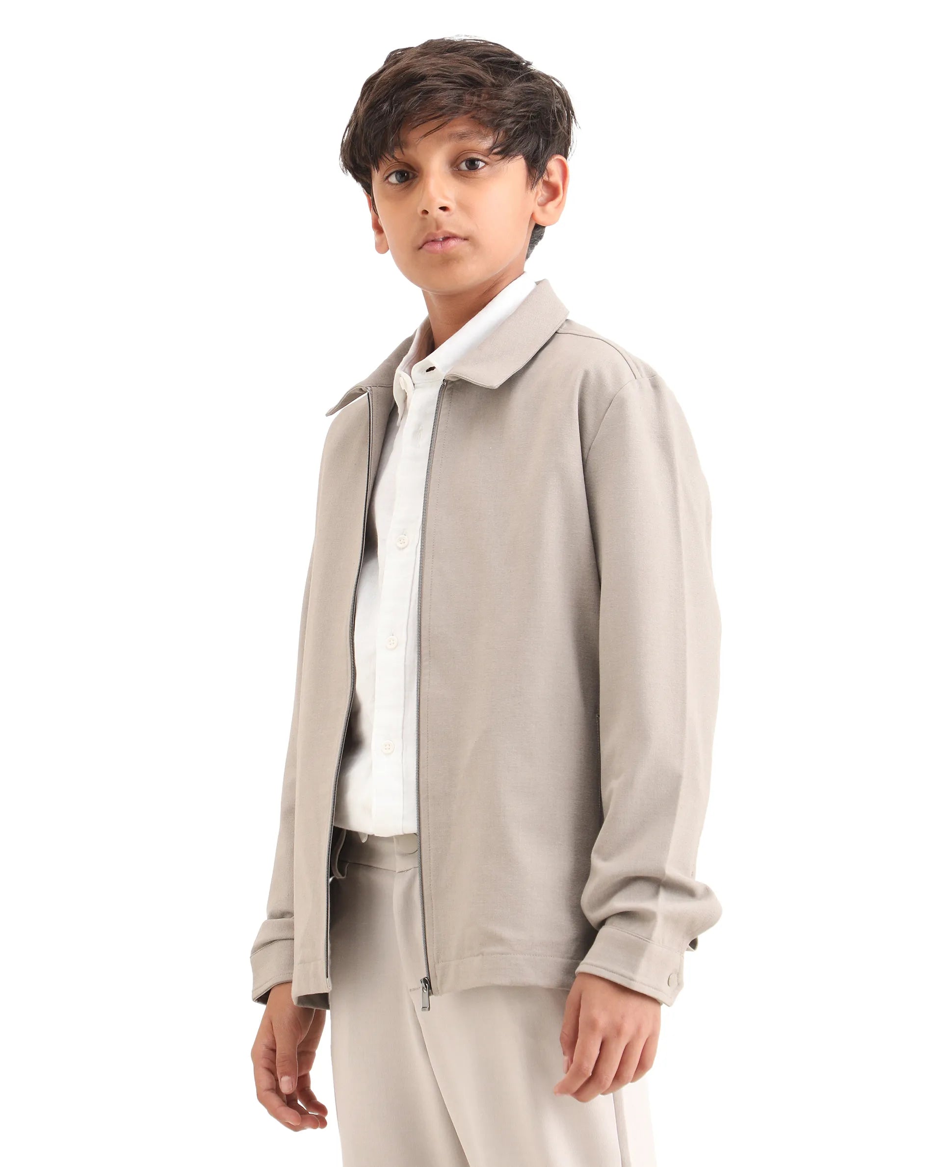 Rare Ones Kids Juan-K 26 Beige Polyester Blend Zipper Closure Regular Fit Shacket