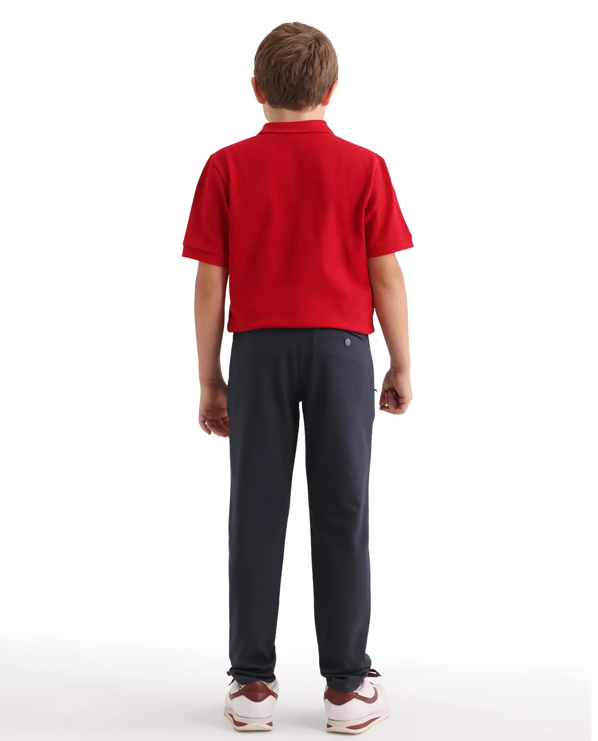 Rare Ones Kids Trove-26 Navy Polyester Blend Button And Zipper Closure Slim Fit Trouser
