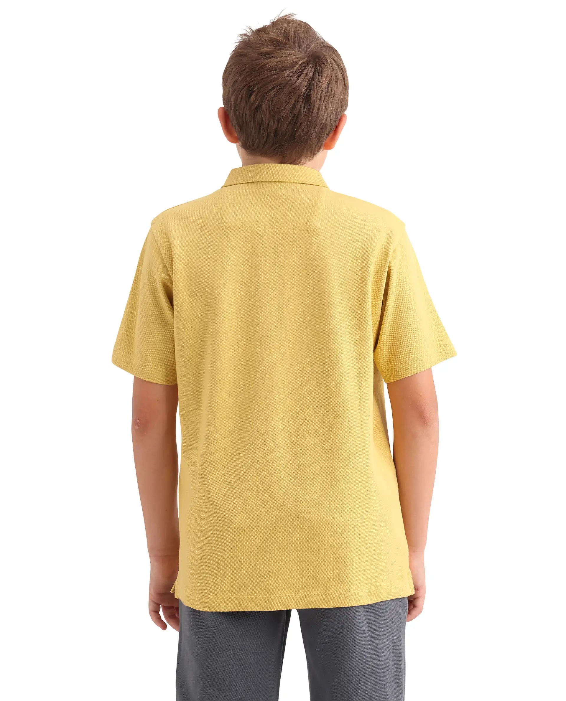 Rare Ones Kids Crown Yellow Cotton Fabric Applique Zipper Closure Regular Fit Polo