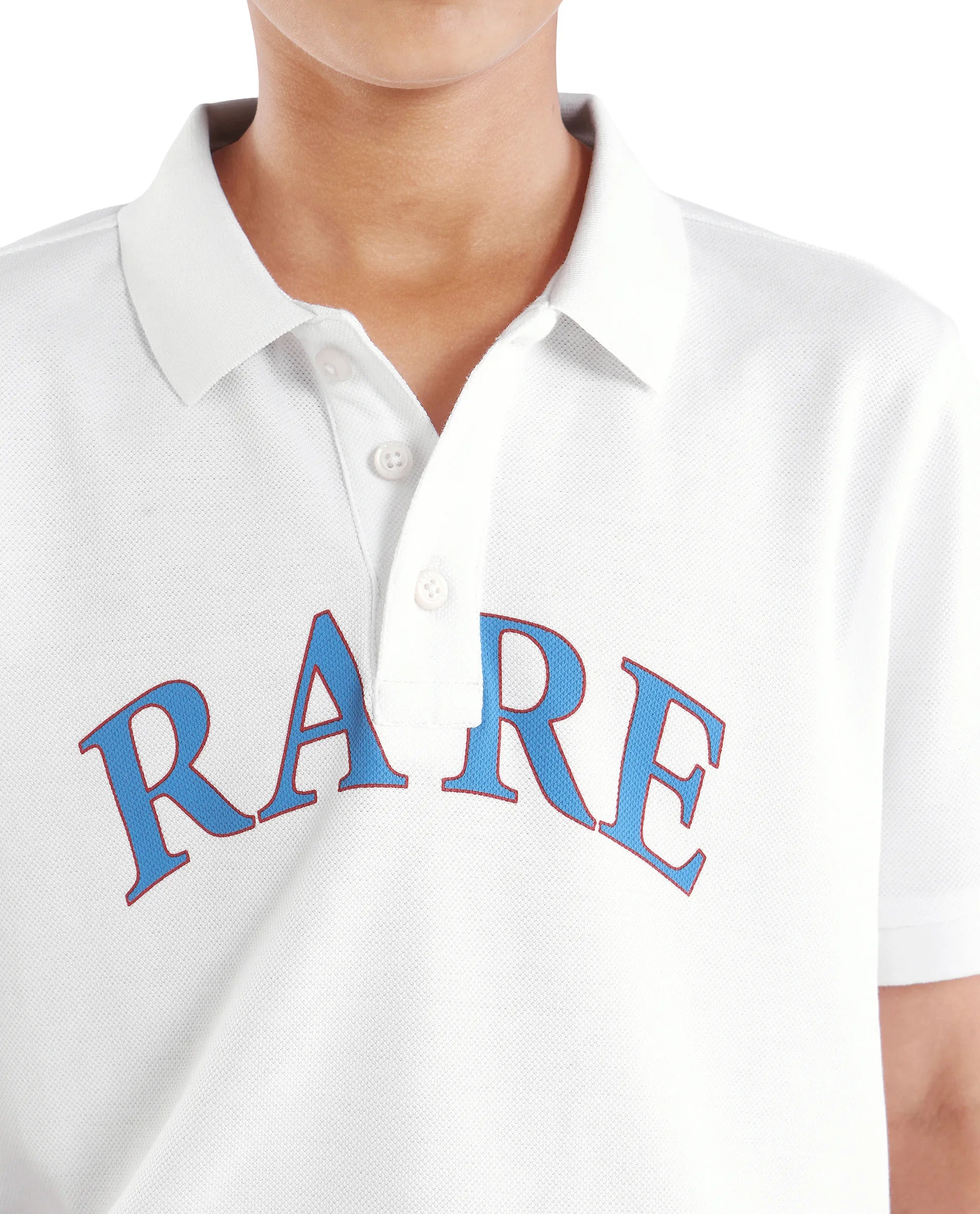 Rare Ones Kids Zorah White Cotton Button Closure Pigment Print Regular Fit Polo