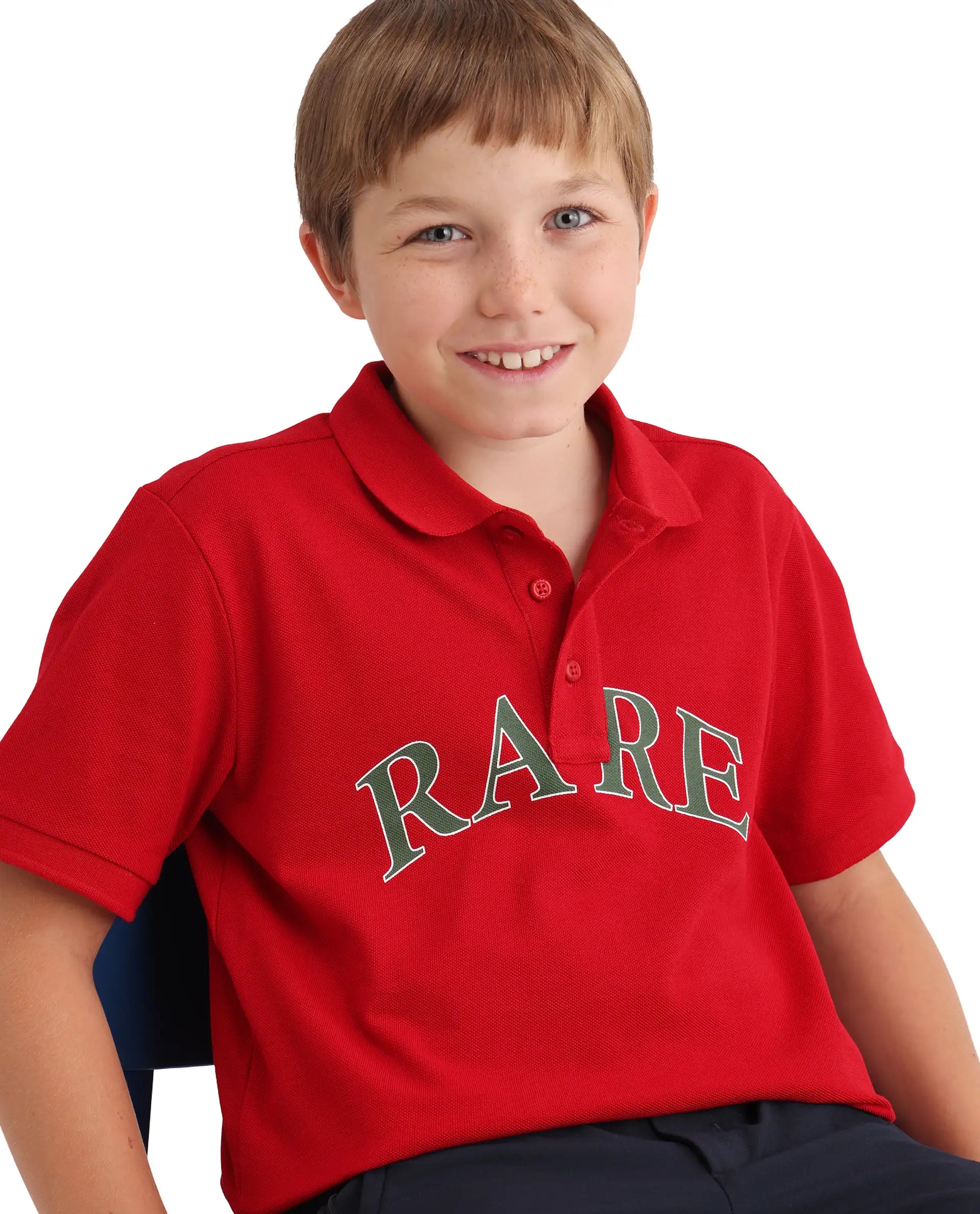 Rare Ones Kids Zorah Red Cotton Button Closure Pigment Print Regular Fit Polo