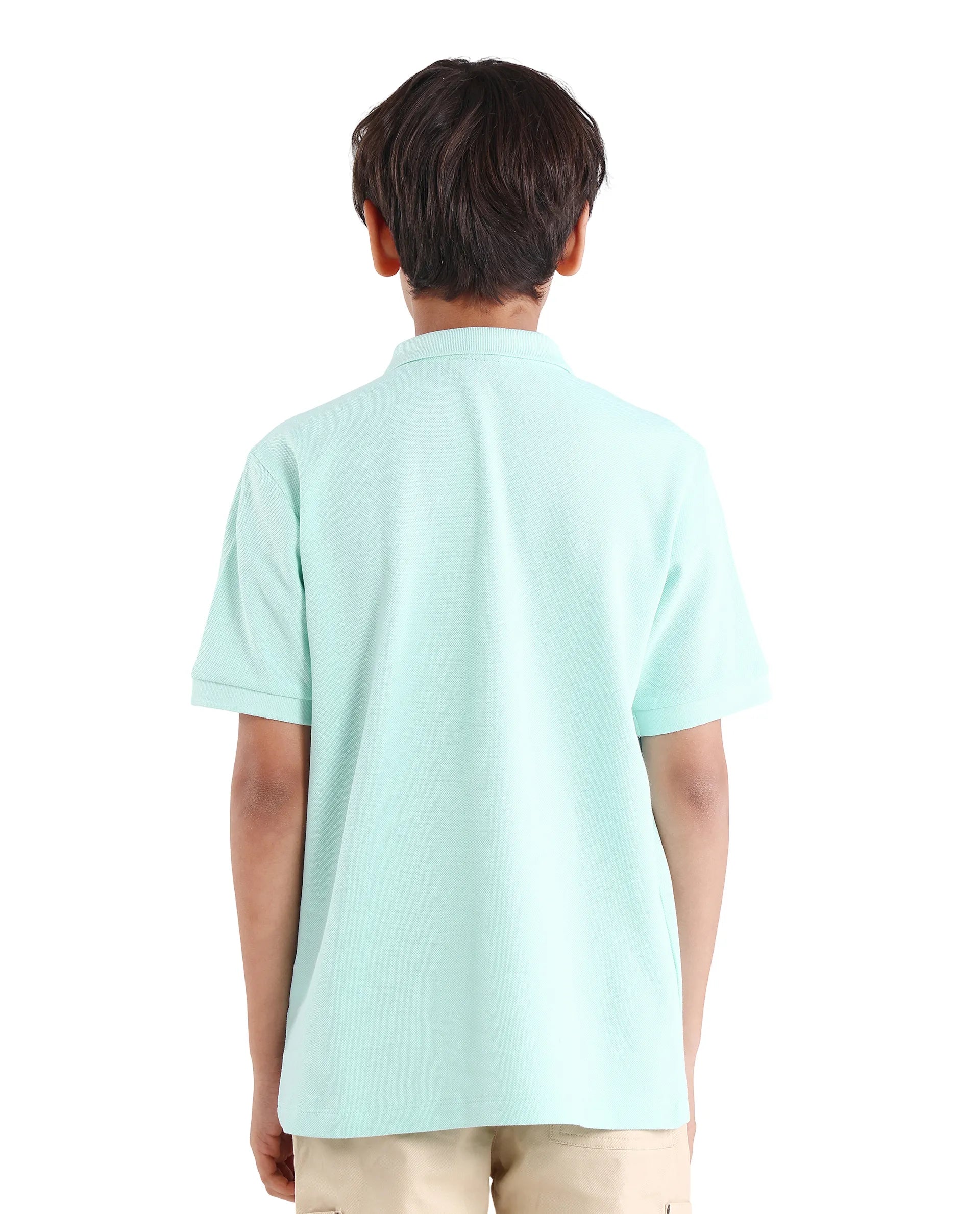 Rare Ones Kids Zorah Fluorescent Blue Cotton Button Closure Pigment Print Regular Fit Polo