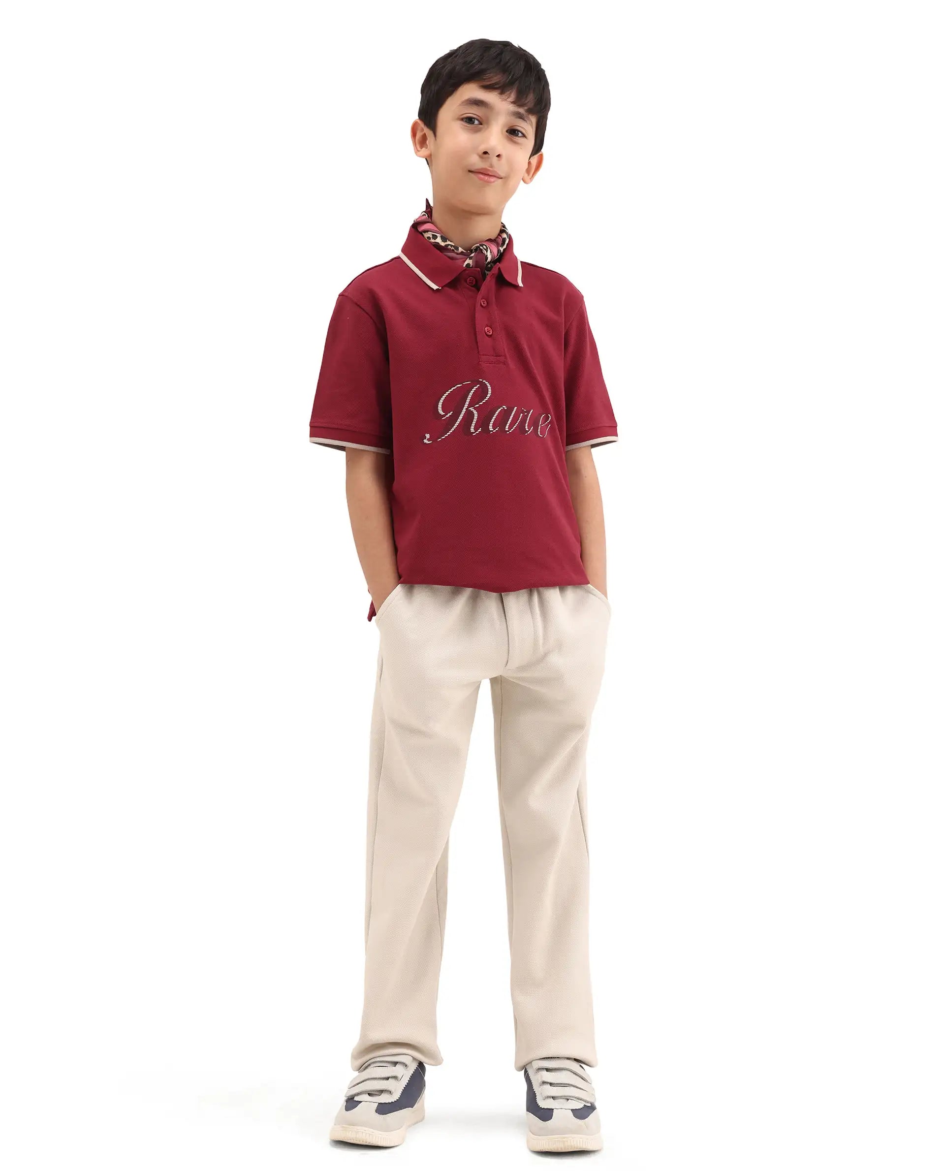 Rare Ones Kids Ford Red Cotton Button Closure Hd Print Regular Fit Polo