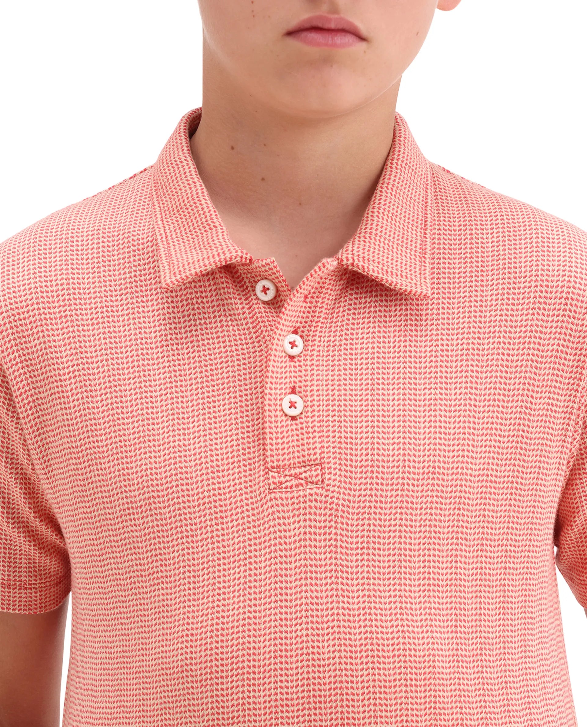 Rare Ones Kids Harri Orange Cotton Button Closure Jacquard Regular Fit Polo