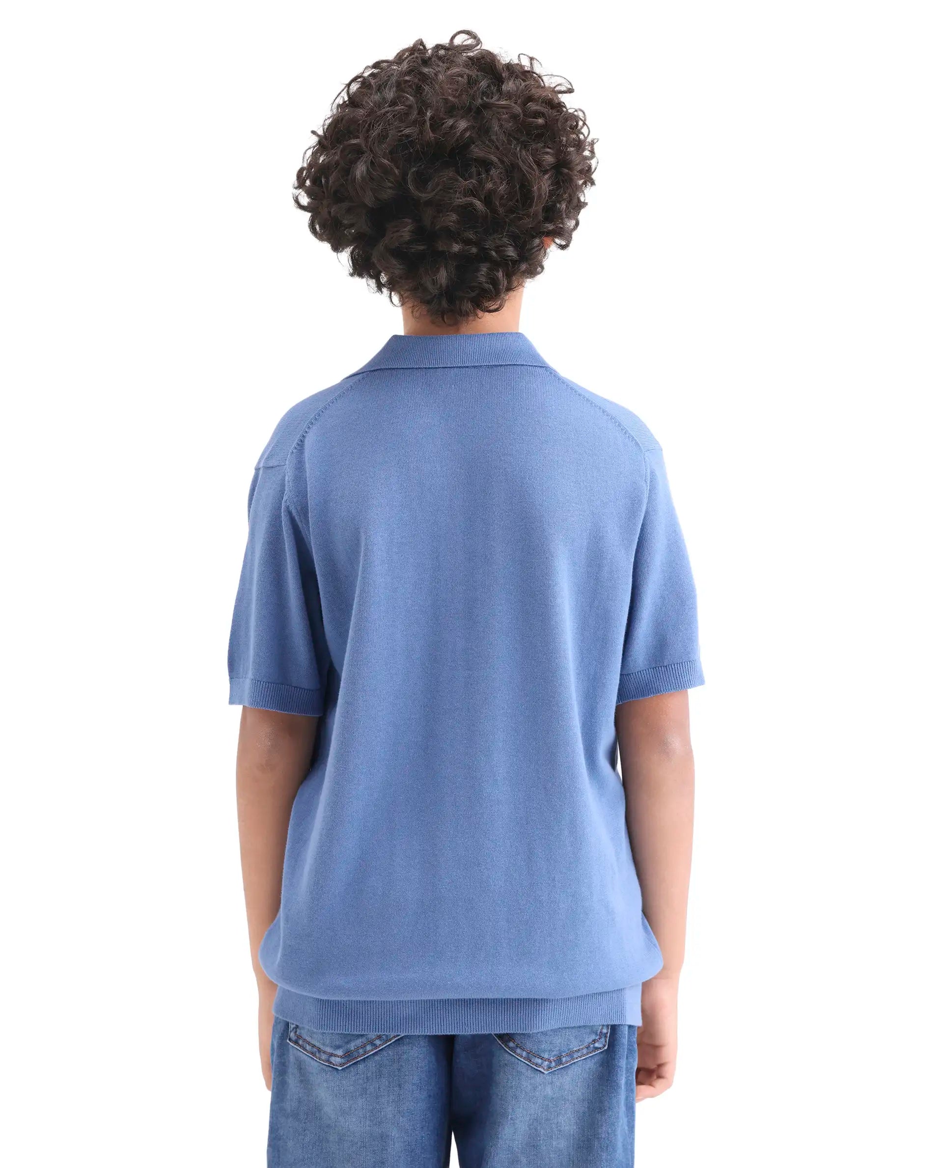 Rare Ones Kids Vale Blue Cotton Button Closure Regular Fit Polo