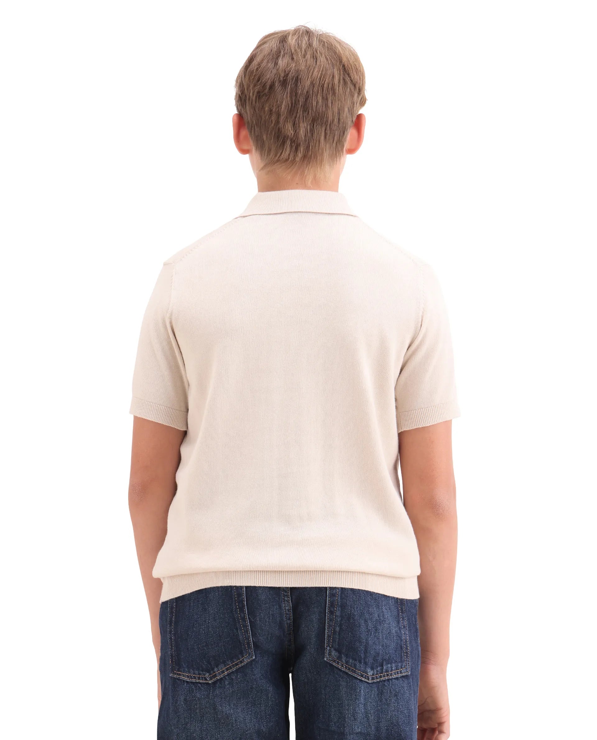 Rare Ones Kids Vale Light Beige Cotton Button Closure Regular Fit Polo