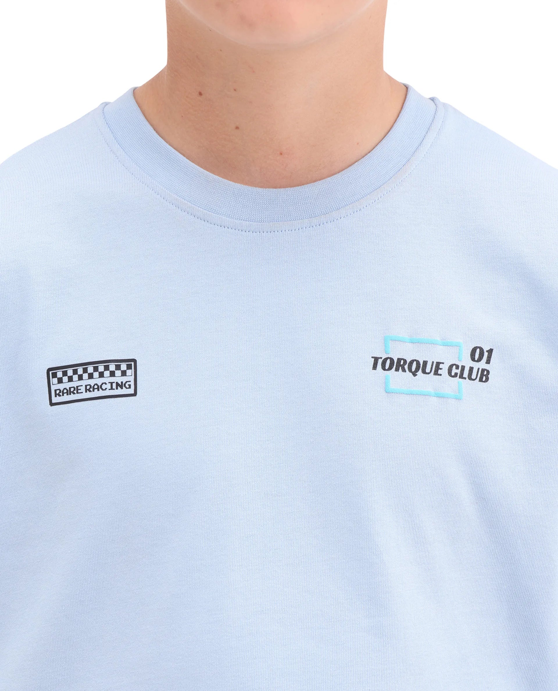 Rare Ones Kids Pite Pastel Blue Cotton Pull-On Closure Puff Print Oversized Fit T-Shirt