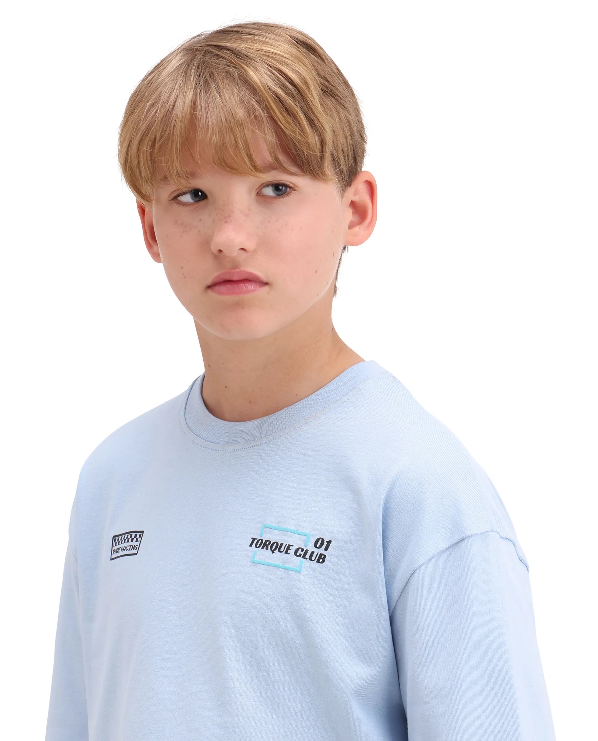 Rare Ones Kids Pite Pastel Blue Cotton Pull-On Closure Puff Print Oversized Fit T-Shirt