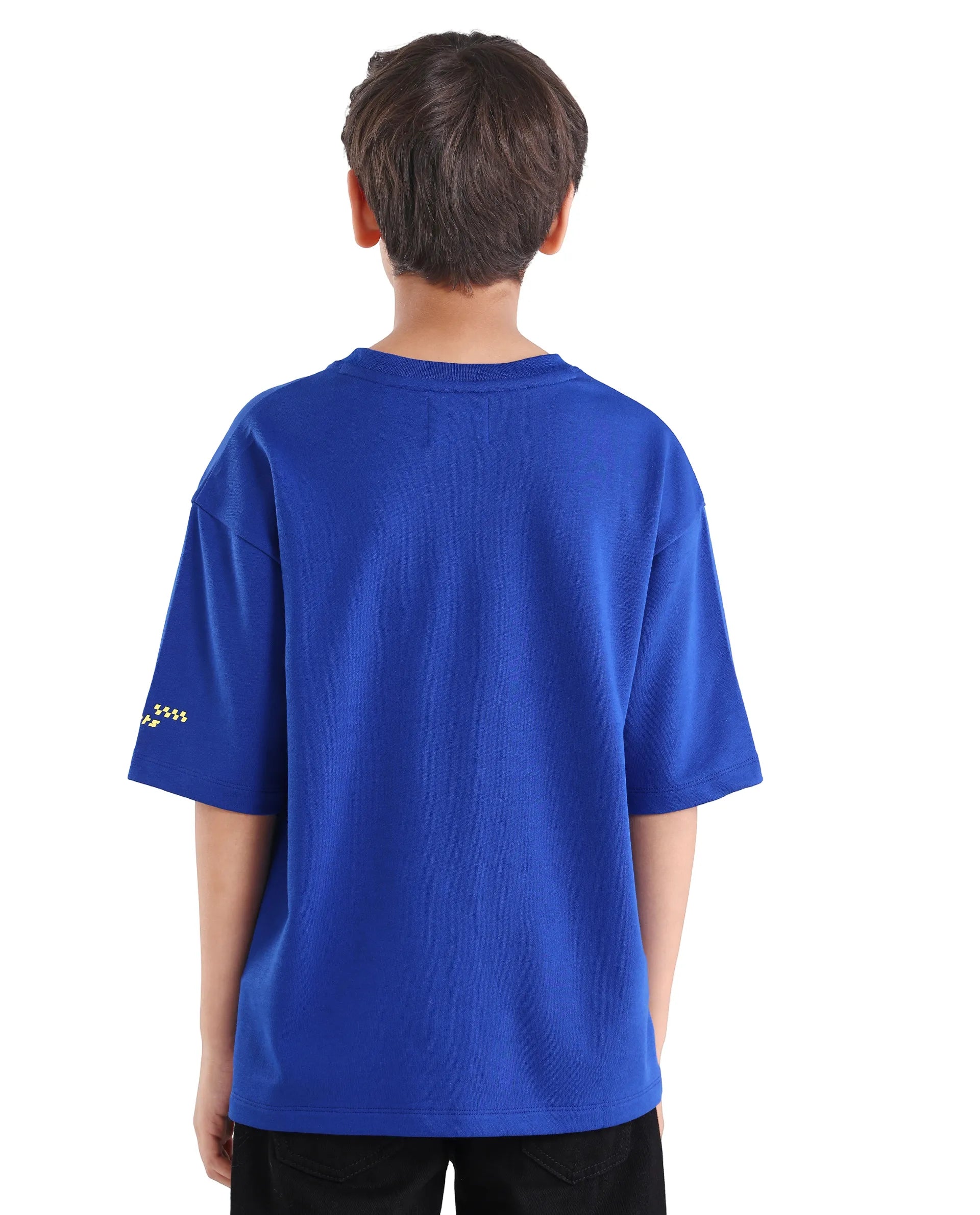 Rare Ones Kids Skil Blue Cotton Blend Fabric Pull-On Closure Hd Print Boxy Fit T-Shirt