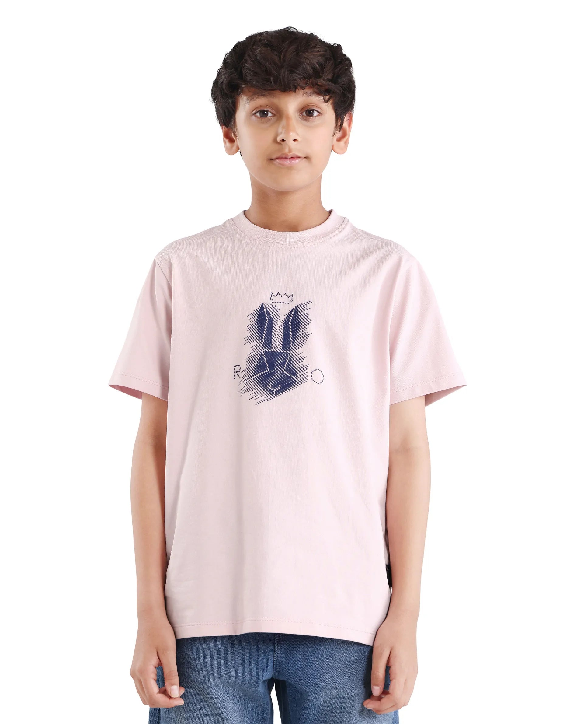 Rare Ones Kids Tregor-K Light Pink Cotton Blend Pull-On Closure Hd Print Regular Fit T-Shirt